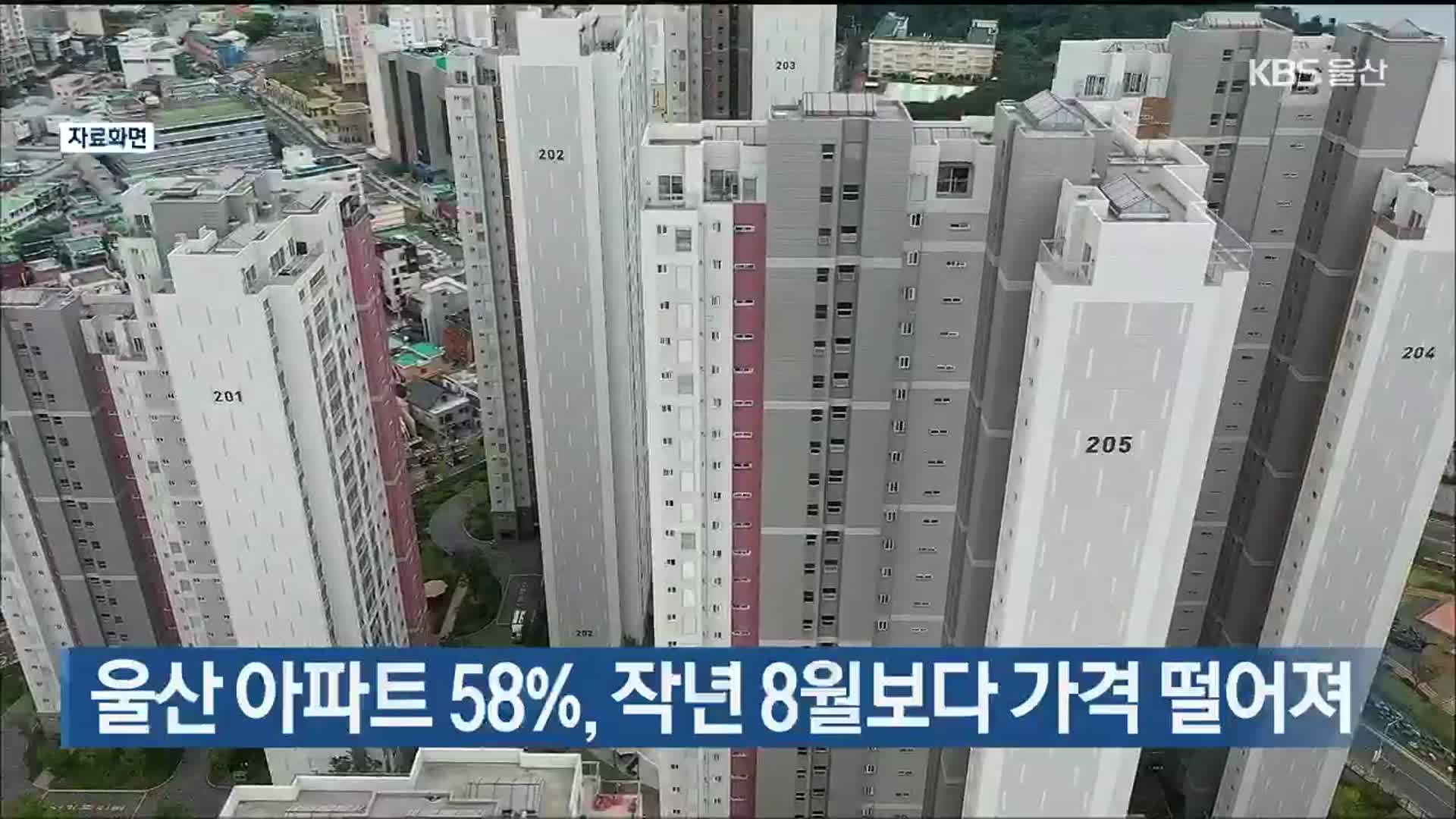 울산 아파트 58%, 작년 8월보다 가격 떨어져