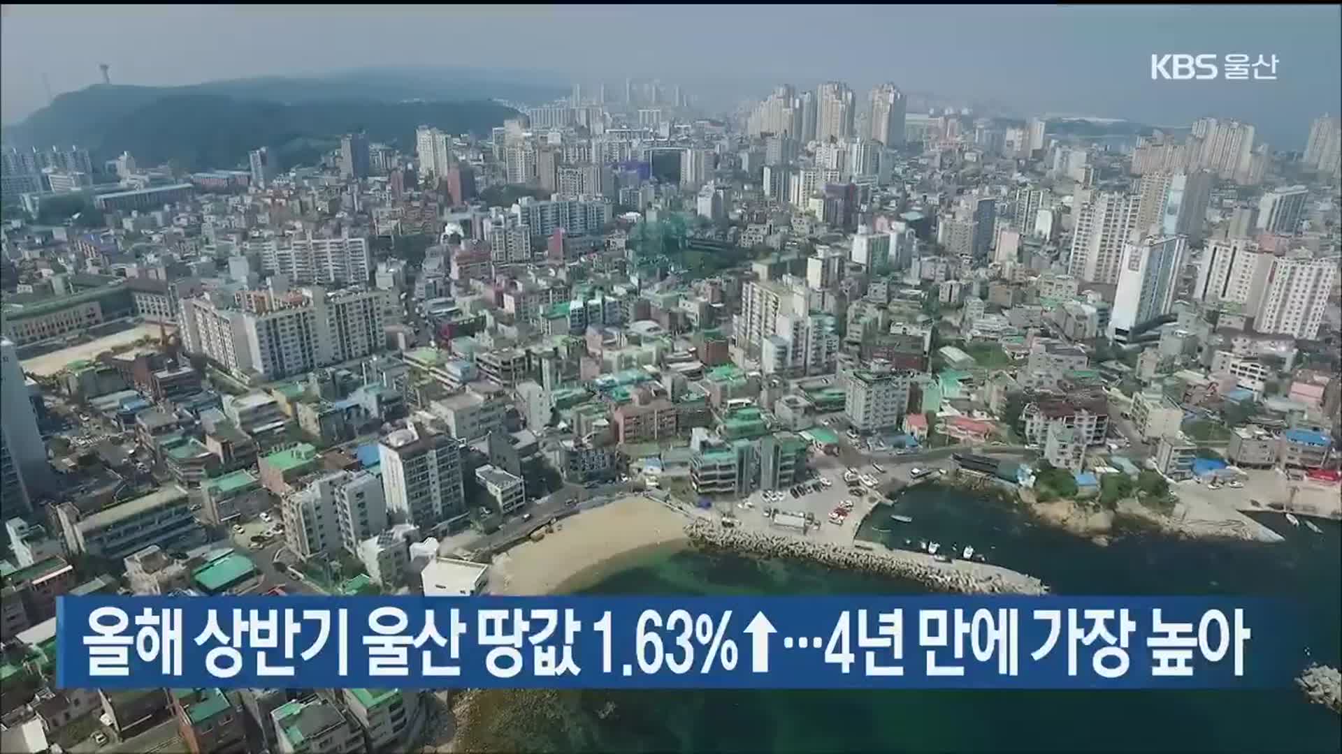 올해 상반기 울산 땅값 1.63%↑…4년 만에 가장 높아