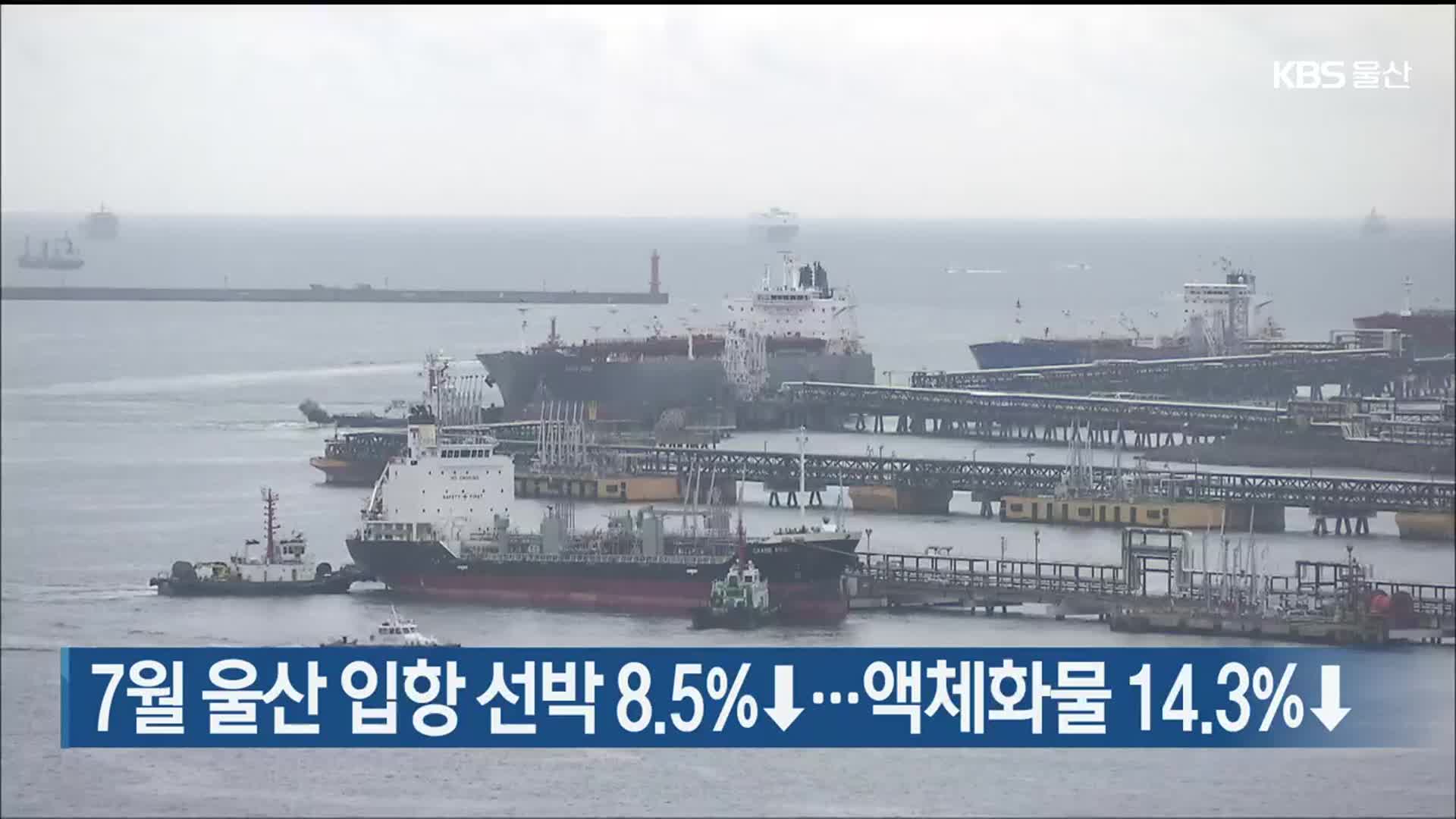 7월 울산 입항 선박 8.5%↓…액체화물 14.3%↓