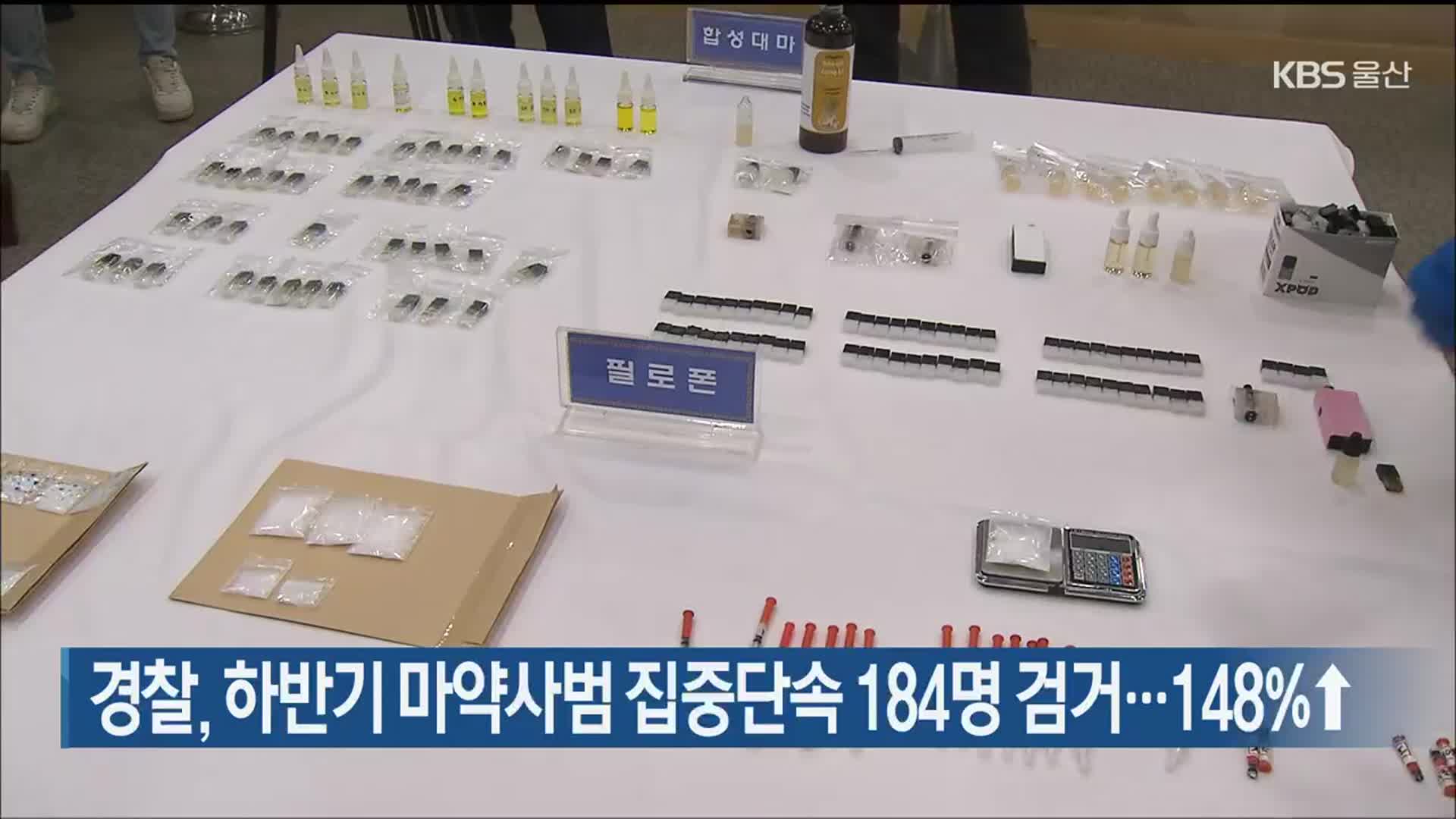 경찰, 하반기 마약사범 집중단속 184명 검거…148%↑