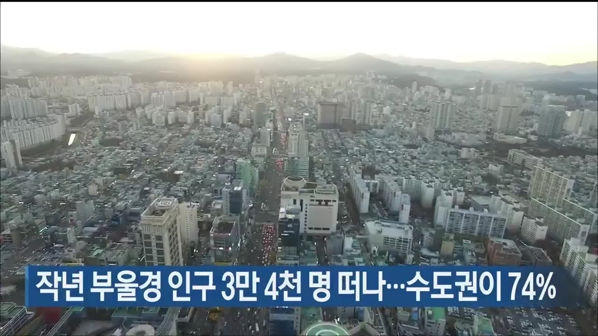 작년 부울경 인구 3만 4천 명 떠나…수도권이 74%