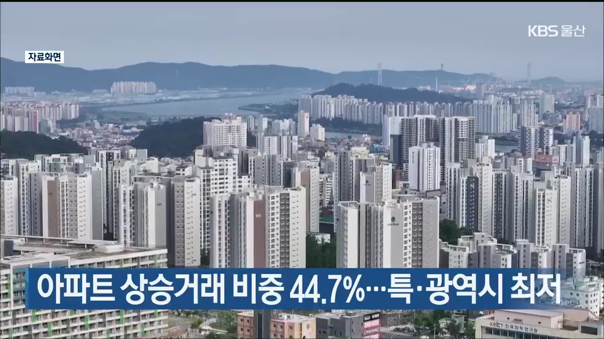 아파트 상승거래 비중 44.7%…특·광역시 최저