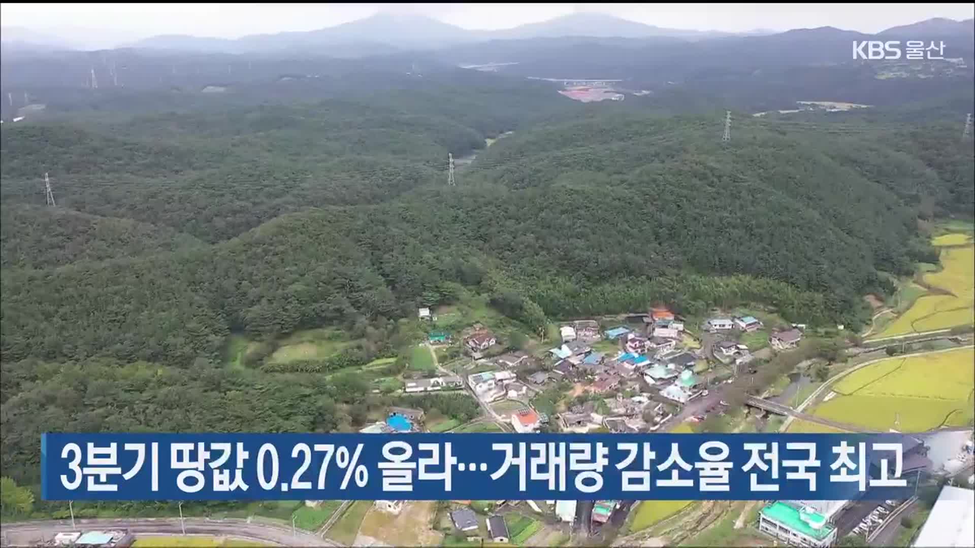 3분기 울산 땅값 0.27% 올라…거래량 감소율 전국 최고