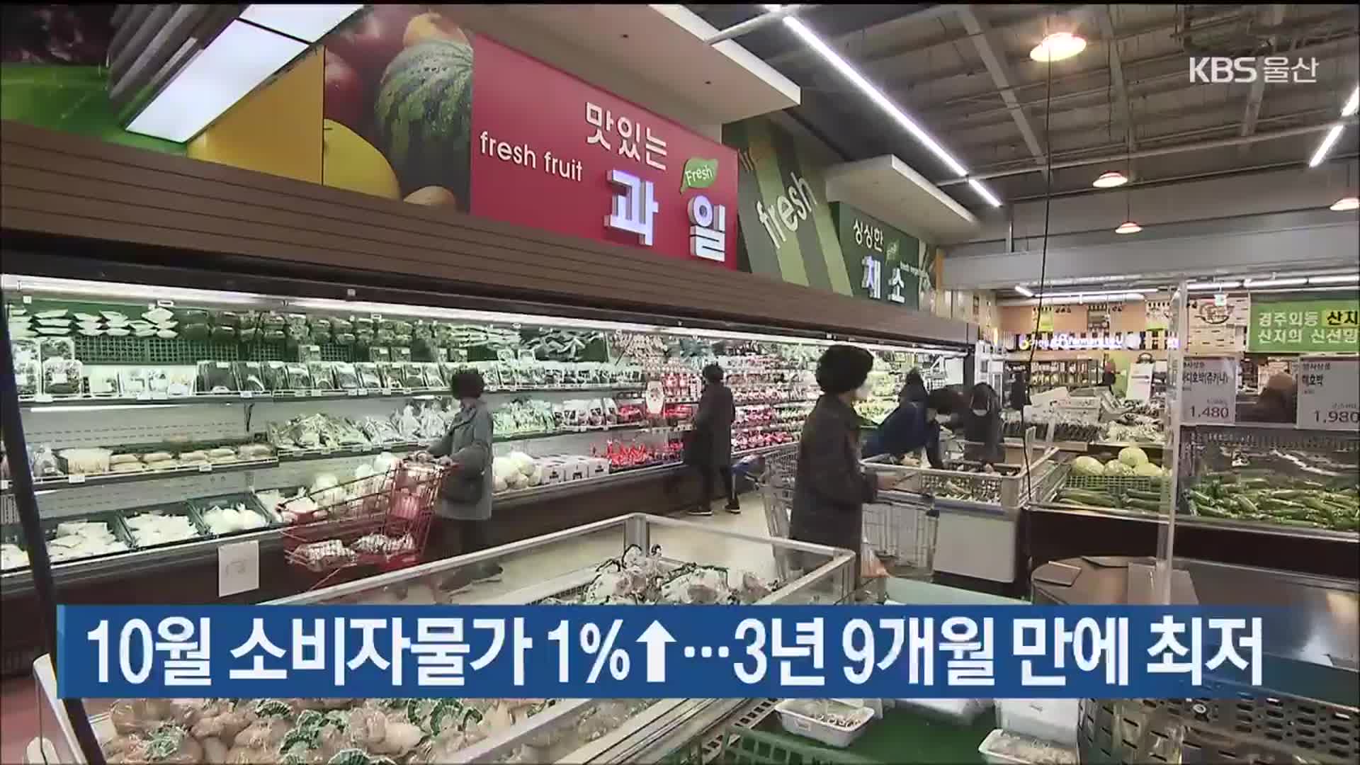 10월 울산 소비자물가 1%↑…3년 9개월 만에 최저