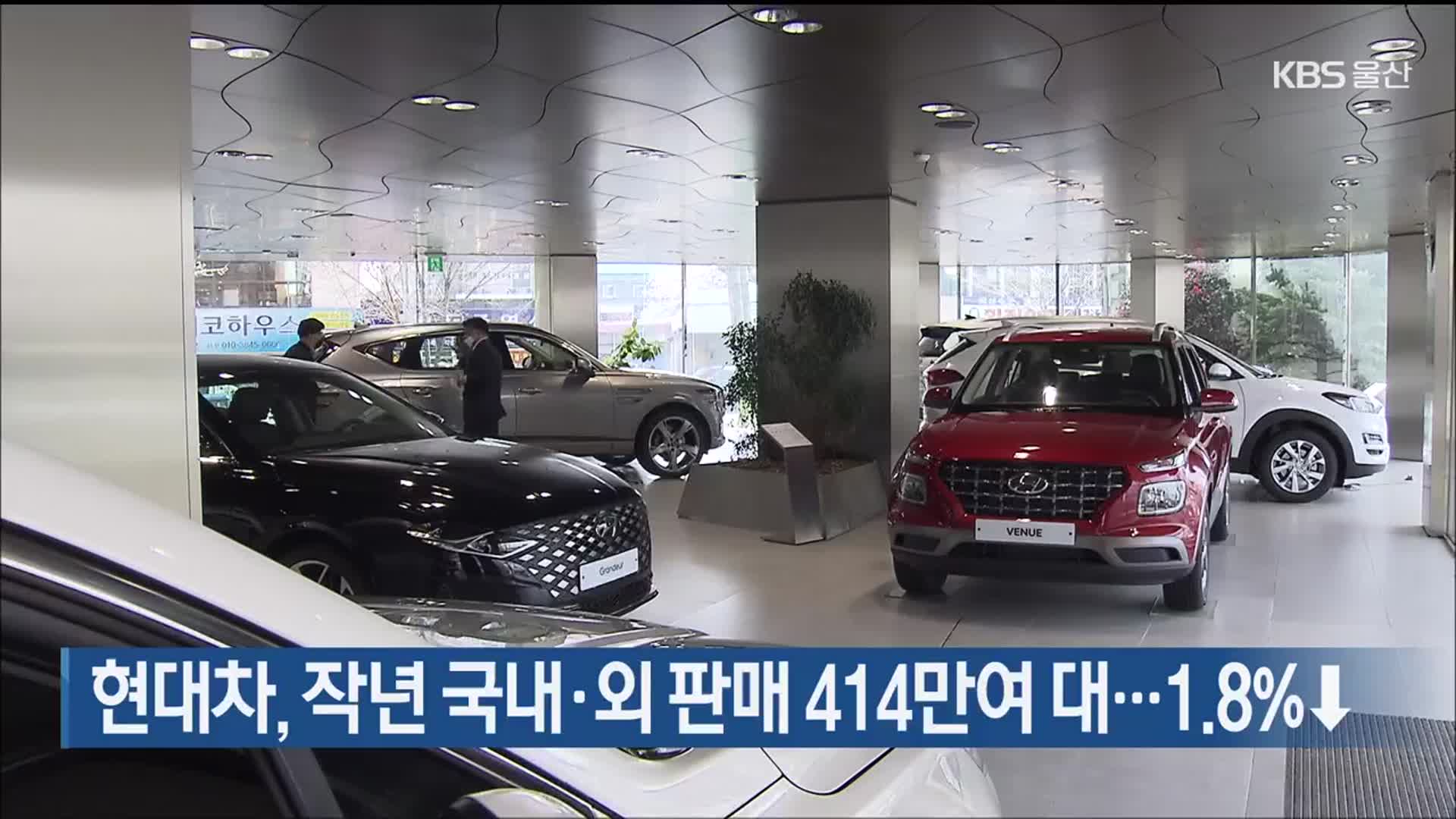 현대차, 작년 국내·외 판매 414만여 대…1.8%↓