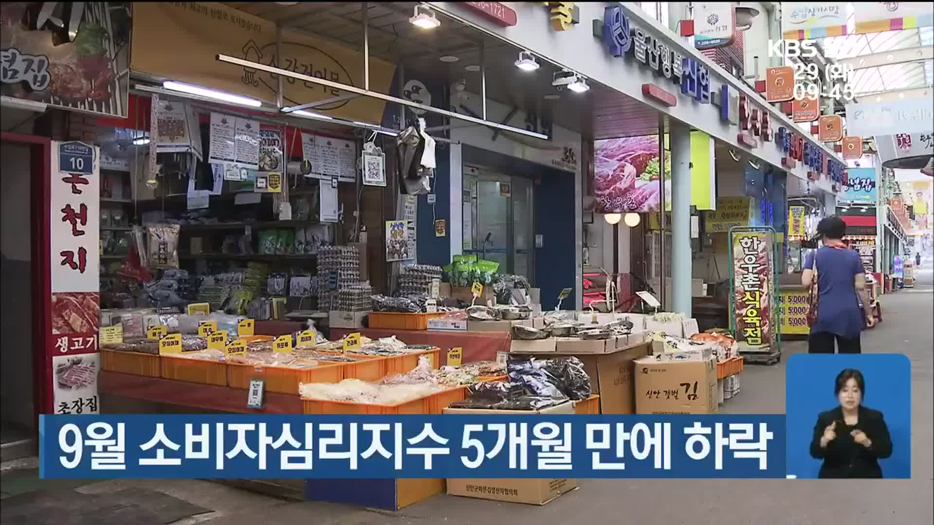 9월 울산 소비자심리지수 5개월 만에 하락