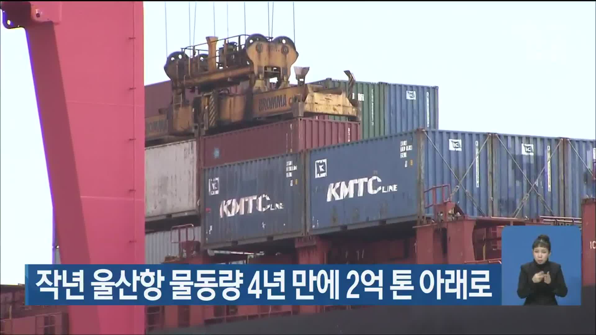 작년 울산항 물동량 4년 만에 2억 톤 아래로 
