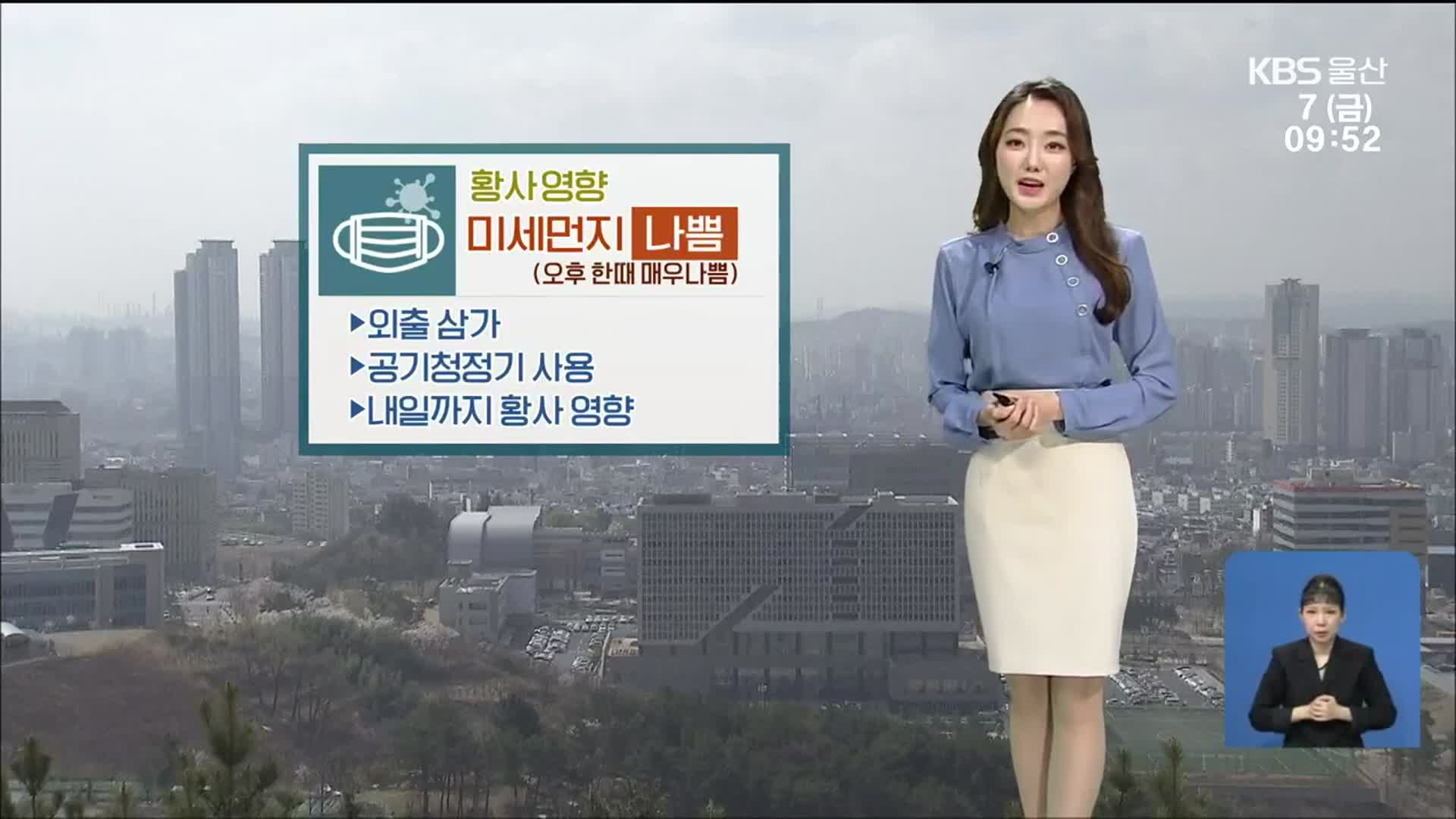 [날씨] 울산 황사 영향 미세먼지 ‘나쁨’…“외출 삼가”