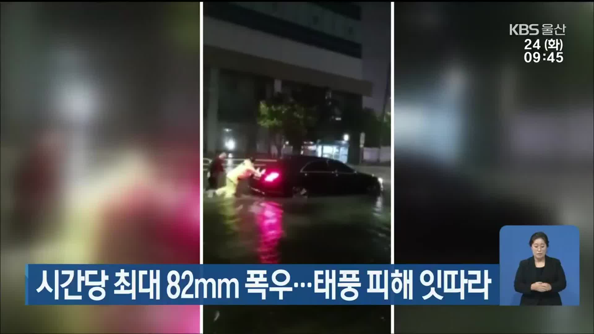 울산 시간당 최대 82mm 폭우…태풍 피해 잇따라