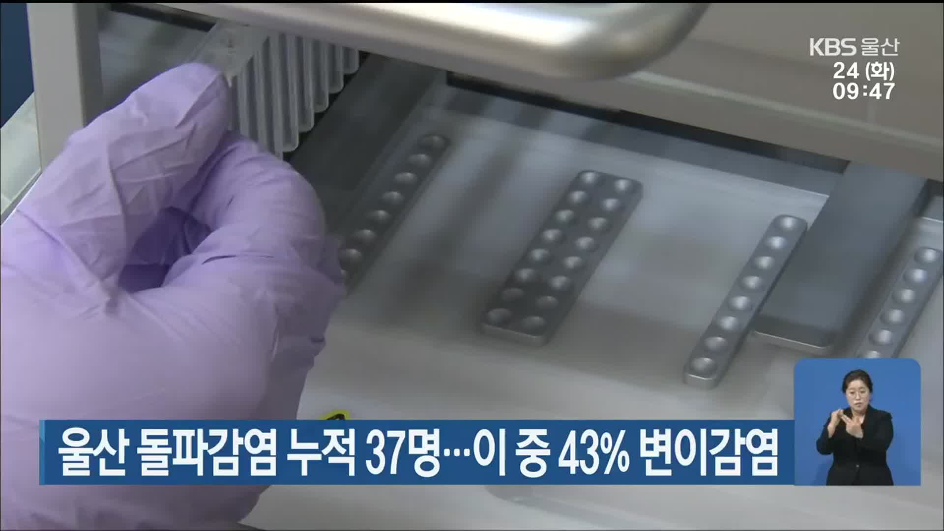 울산 돌파감염 누적 37명…이 중 43% 변이감염