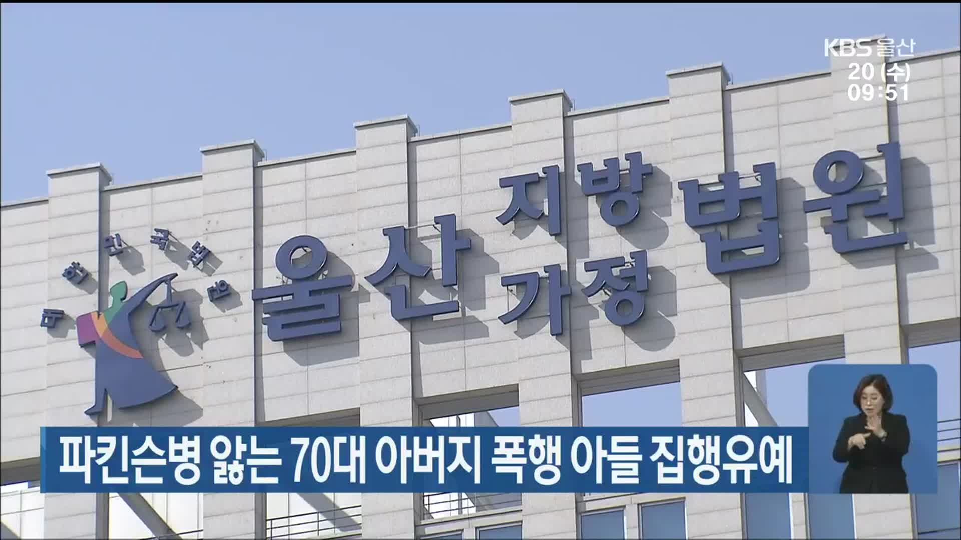 파킨슨병 앓는 70대 아버지 폭행 아들 집행유예