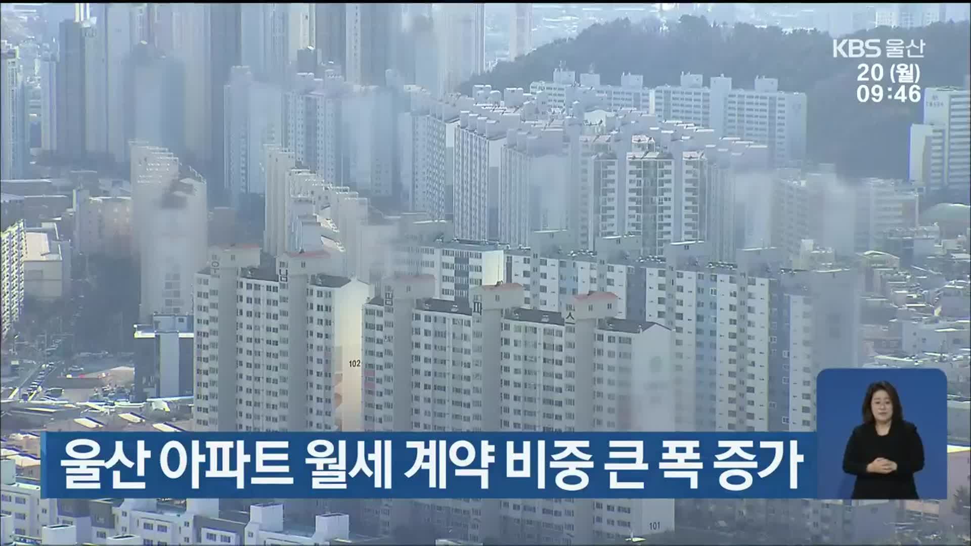 울산 아파트 월세 계약 비중 큰 폭 증가