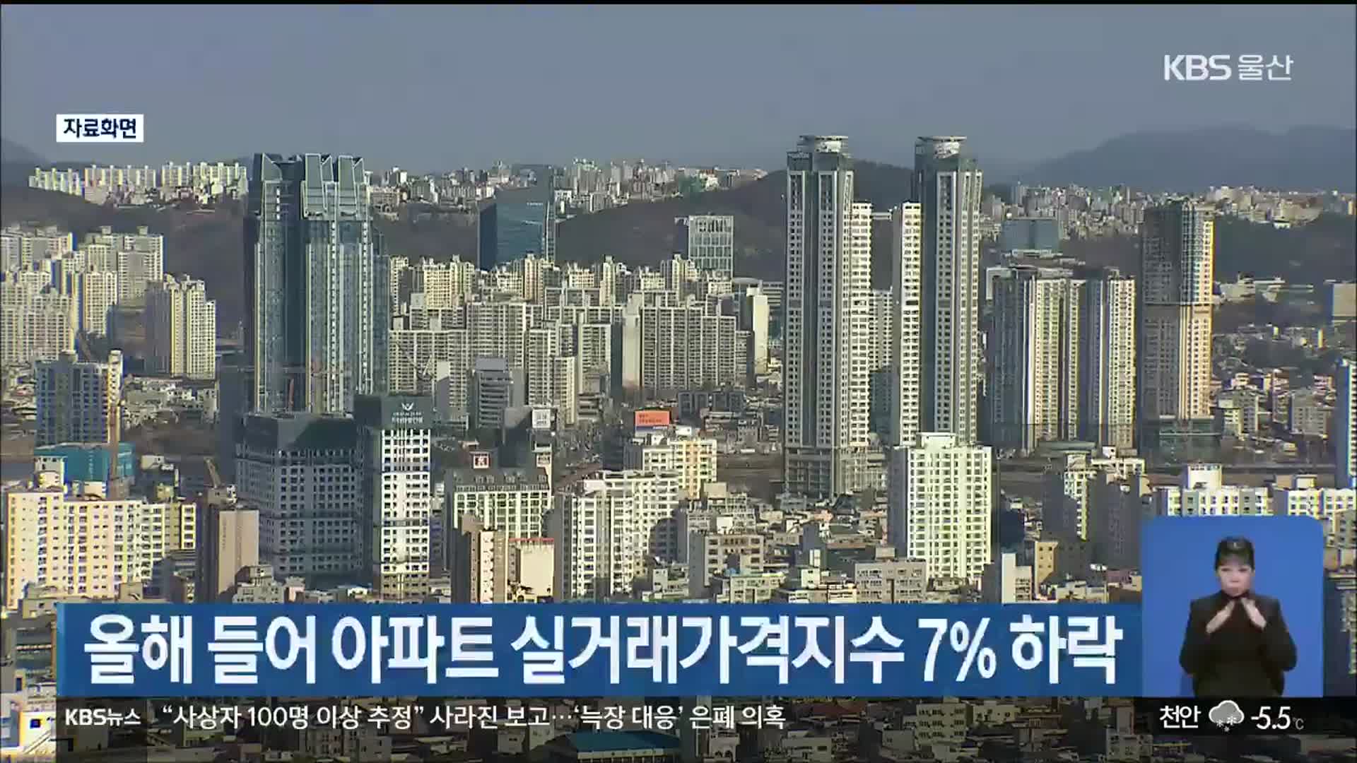 올해 들어 울산 아파트 실거래가격지수 7% 하락