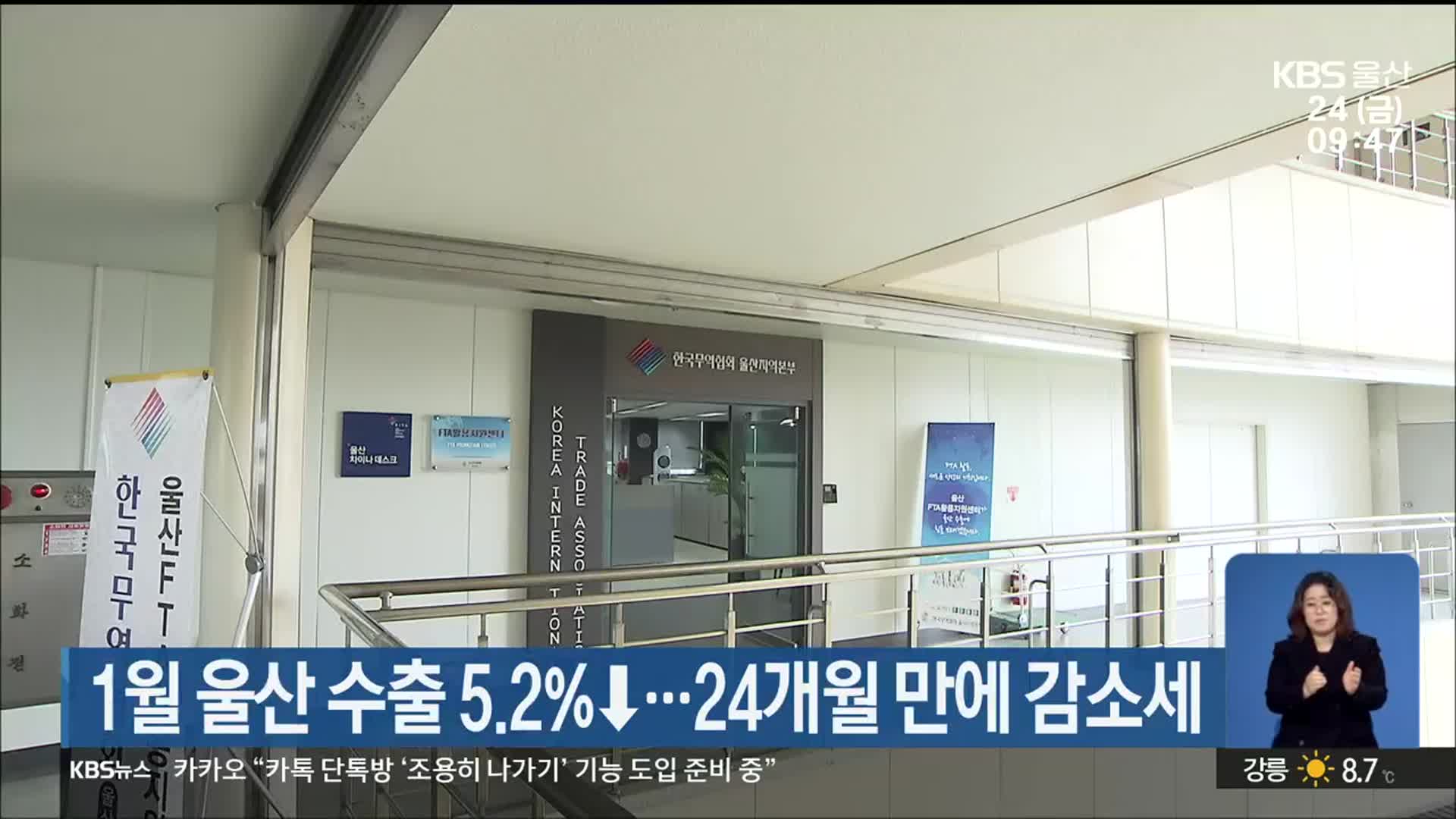 1월 울산 수출 5.2%↓…24개월 만에 감소세