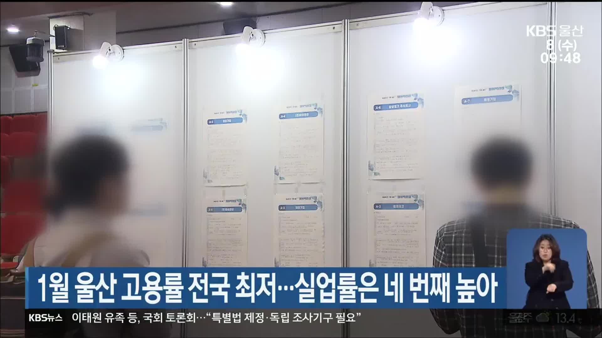 1월 울산 고용률 전국 최저…실업률은 네 번째 높아