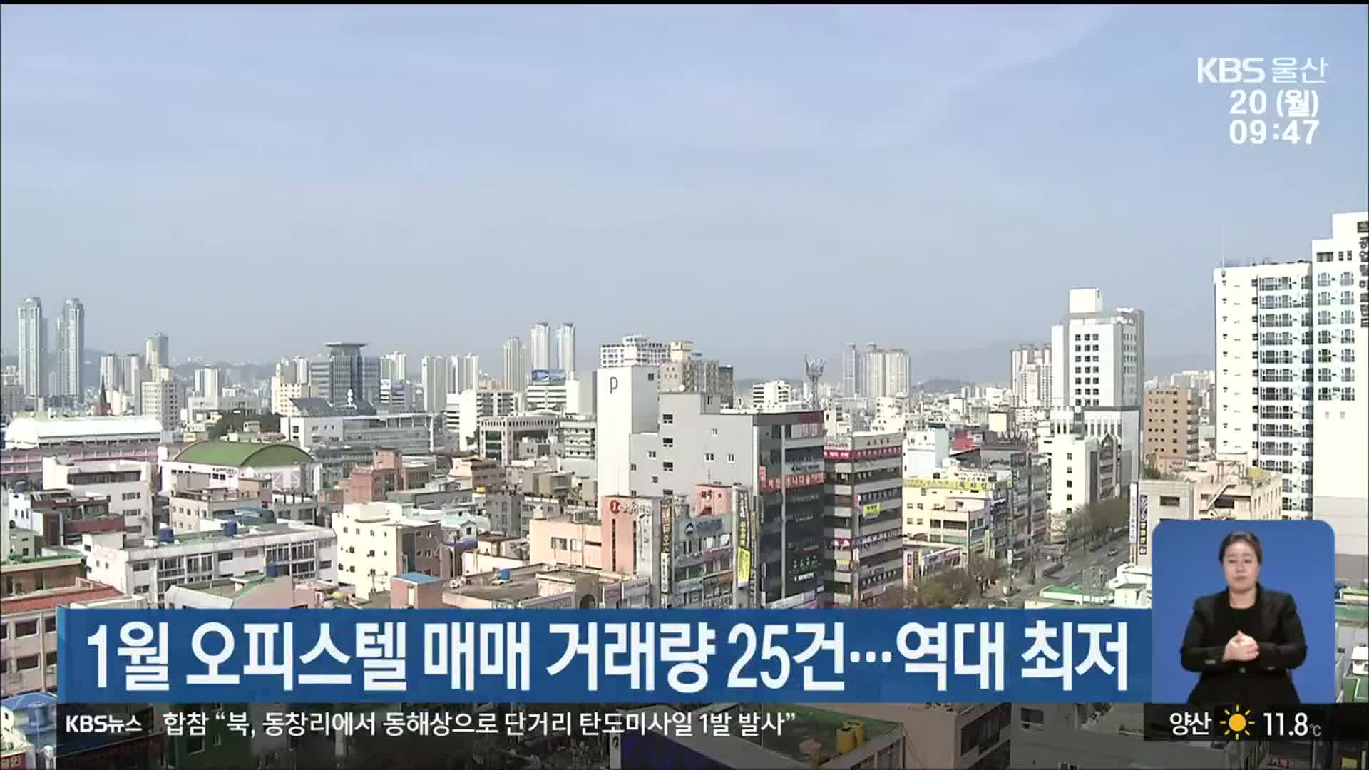 울산 1월 오피스텔 매매 거래량 25건…역대 최저
