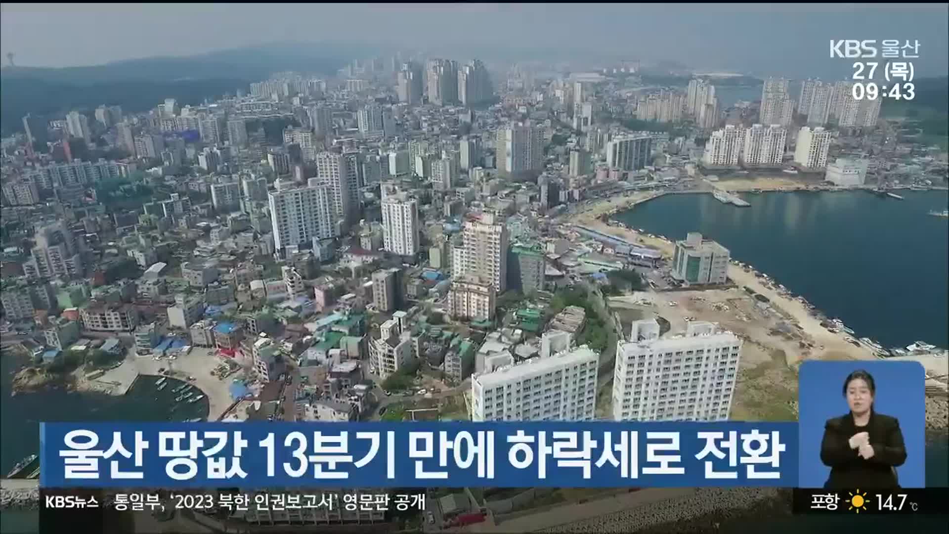 울산 땅값 13분기 만에 하락세로 전환