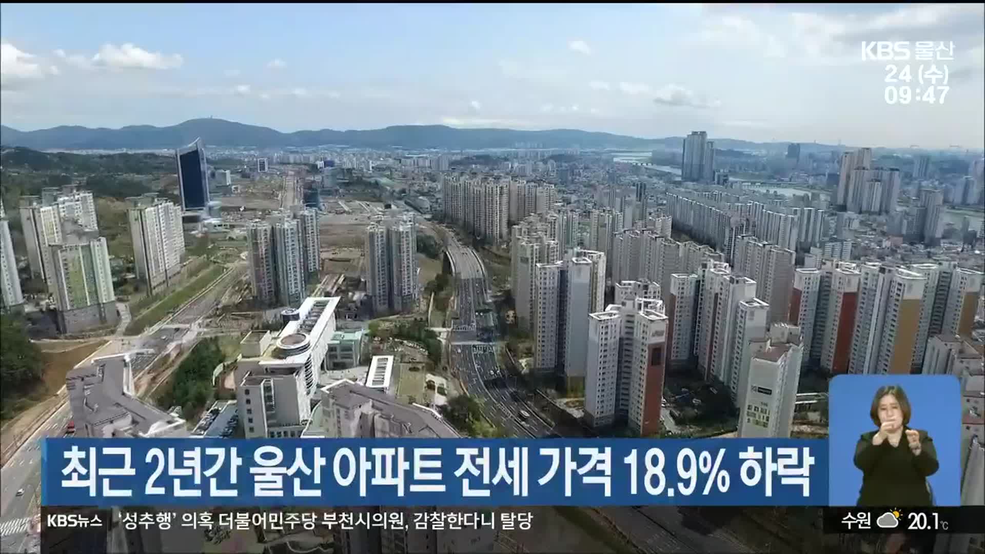 최근 2년간 울산 아파트 전세 가격 18.9% 하락