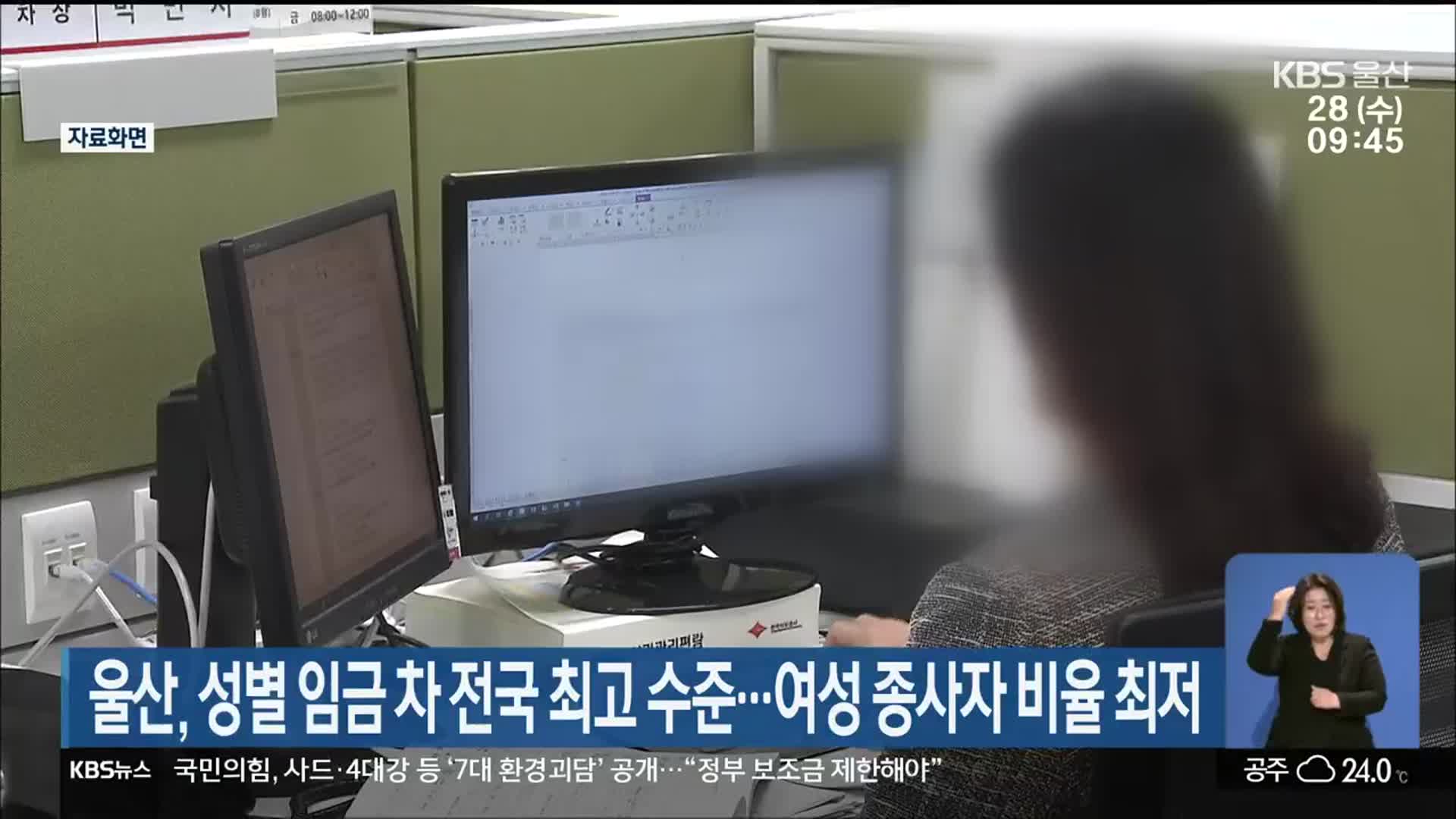 울산, 성별 임금 차 전국 최고 수준…여성 종사자 비율 최저