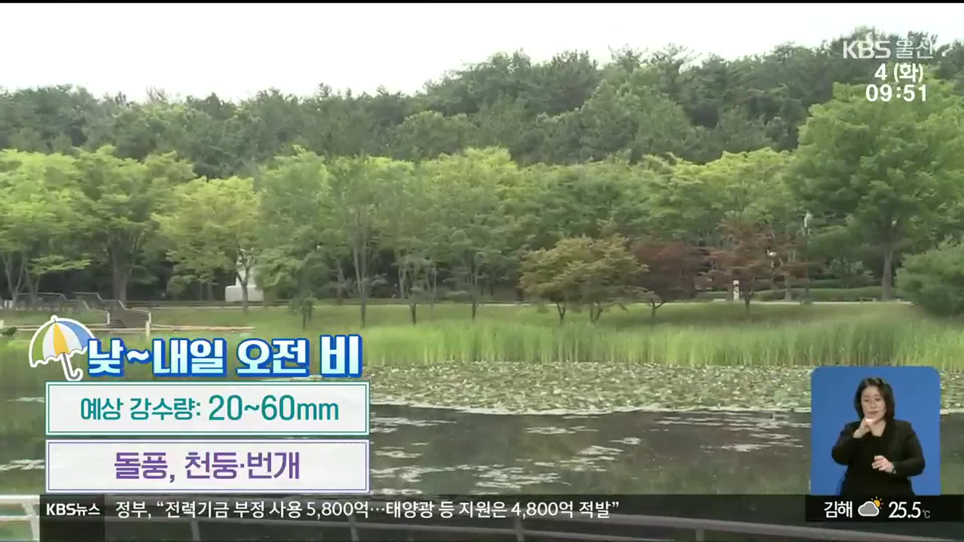 [날씨] 울산 오늘 낮~내일 오전 비…예상 강수량 20~60㎜