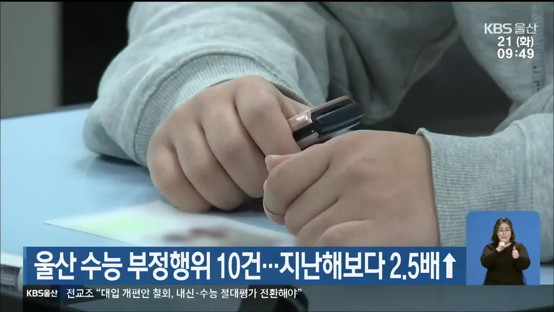 울산 수능 부정행위 10건…지난해보다 2.5배↑