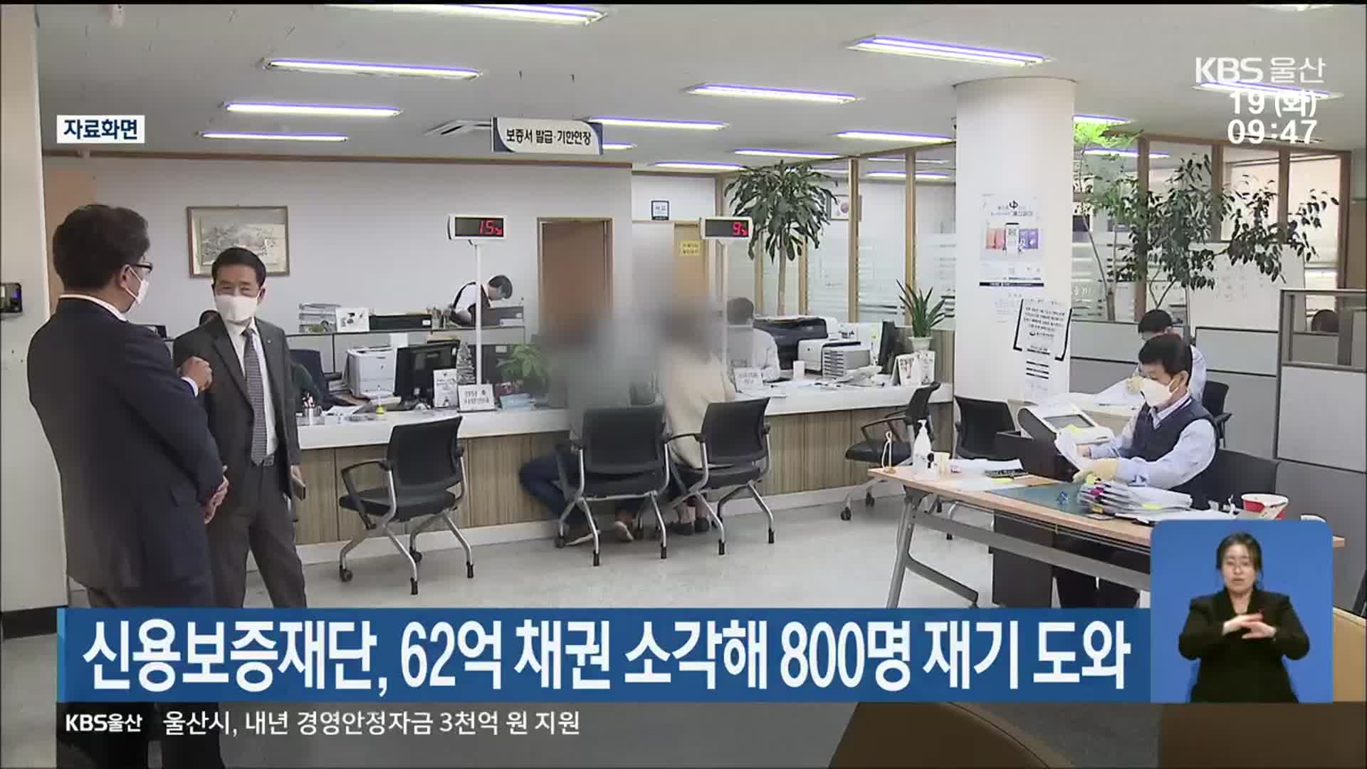 울산신용보증재단, 62억 채권 소각해 800명 재기 도와