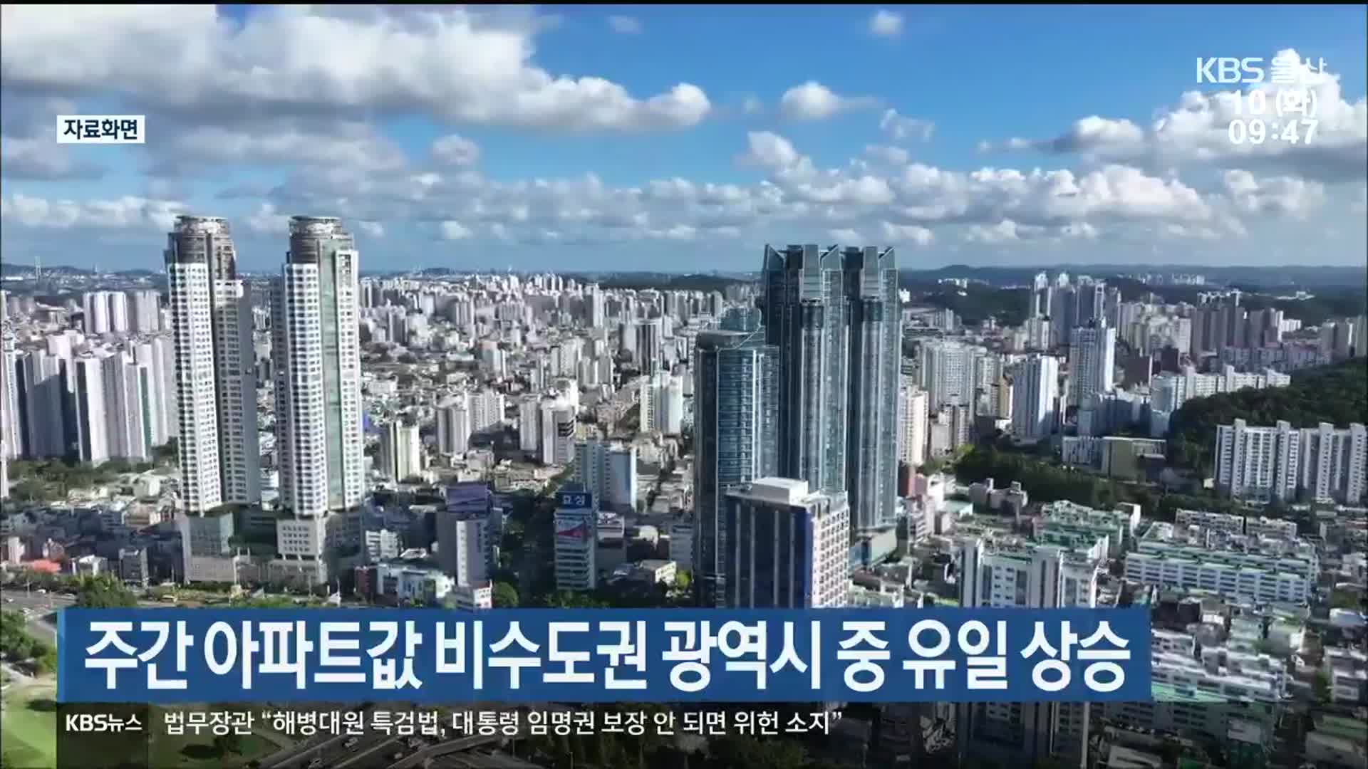 울산 주간 아파트값 비수도권 광역시 중 유일 상승