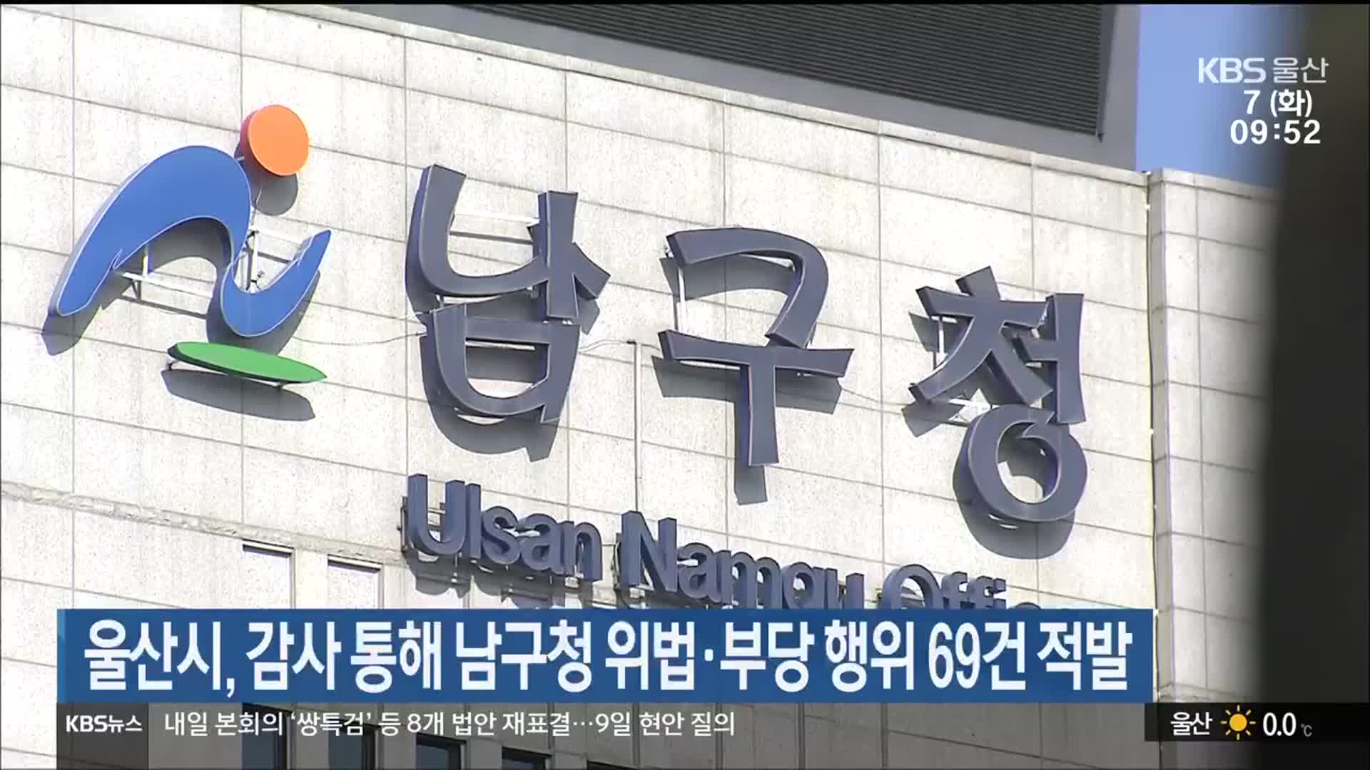 울산시, 감사 통해 남구청 위법·부당 행위 69건 적발