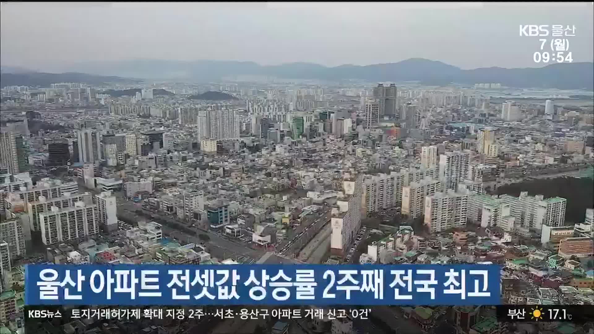 울산 아파트 전셋값 상승률 2주째 전국 최고
