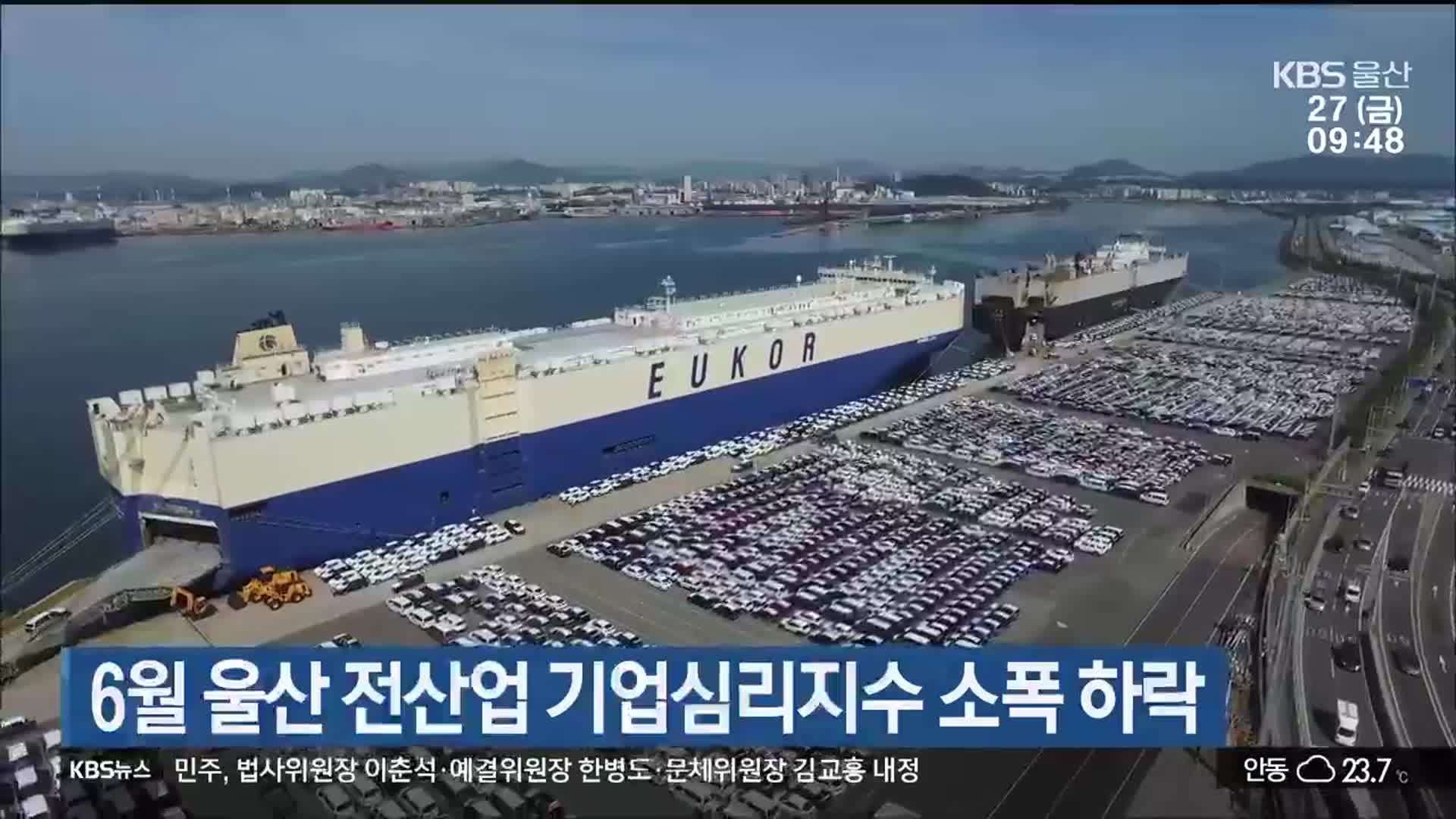 6월 울산 전산업 기업심리지수 소폭 하락