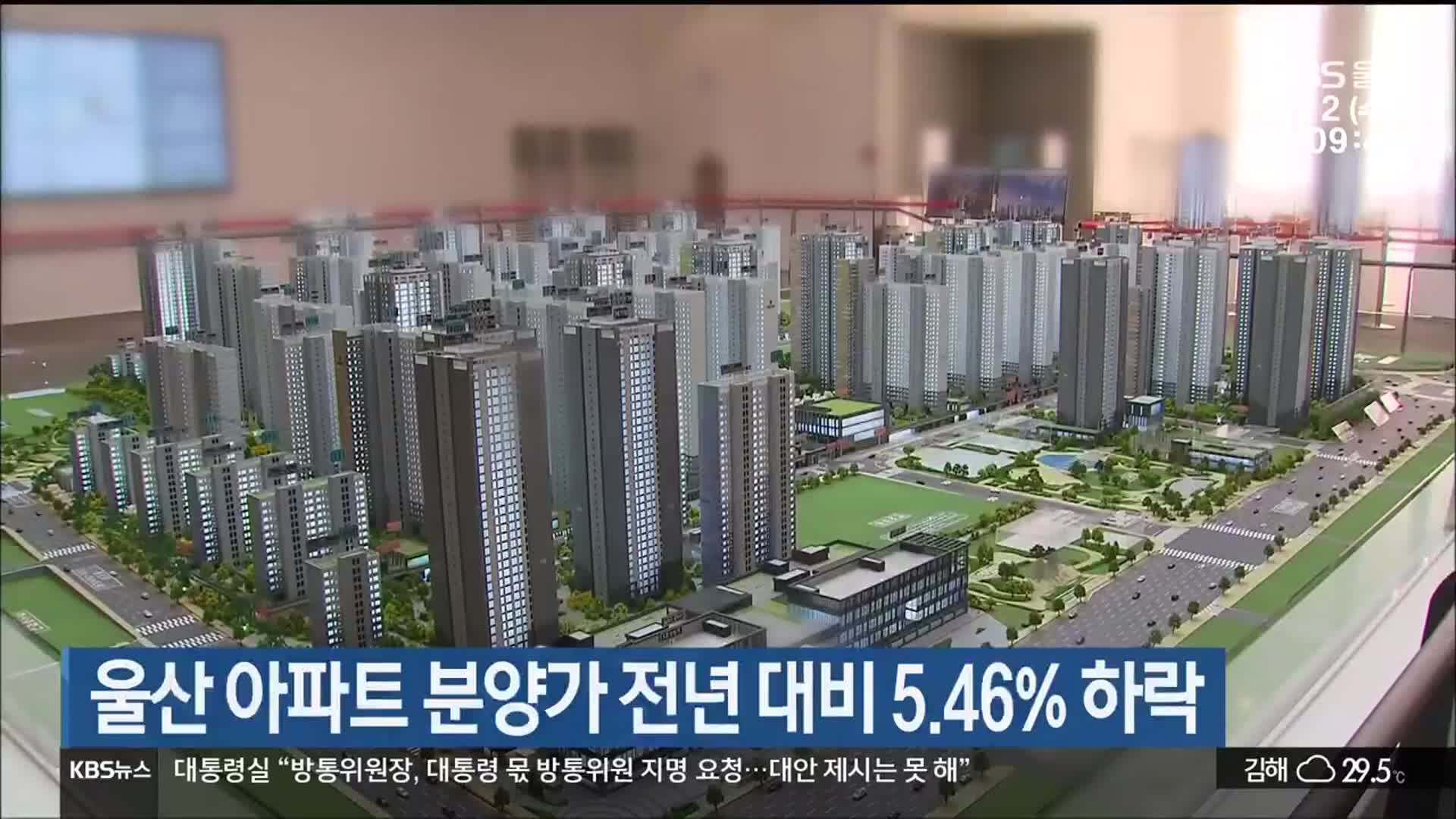 울산 아파트 분양가 전년 대비 5.46% 하락