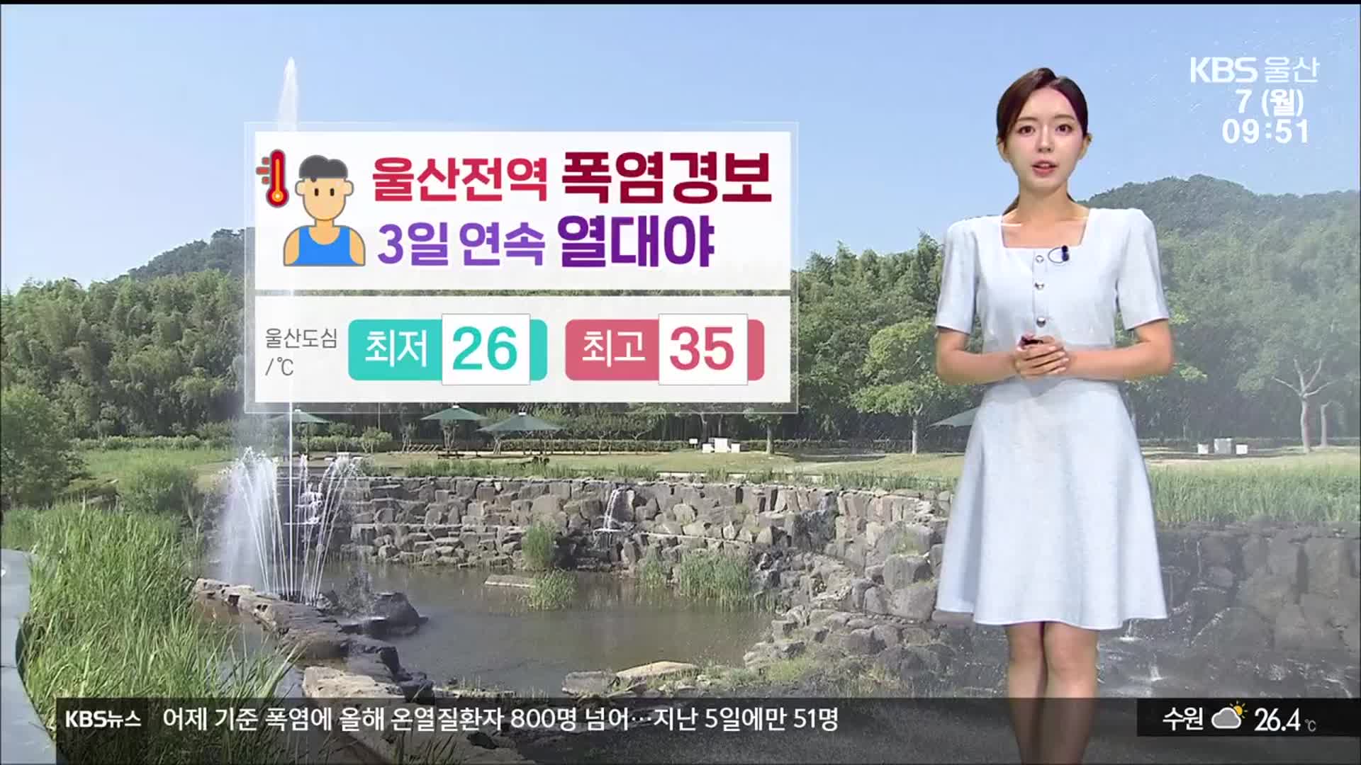 [날씨] 울산 전역 폭염경보…낮 최고 35도