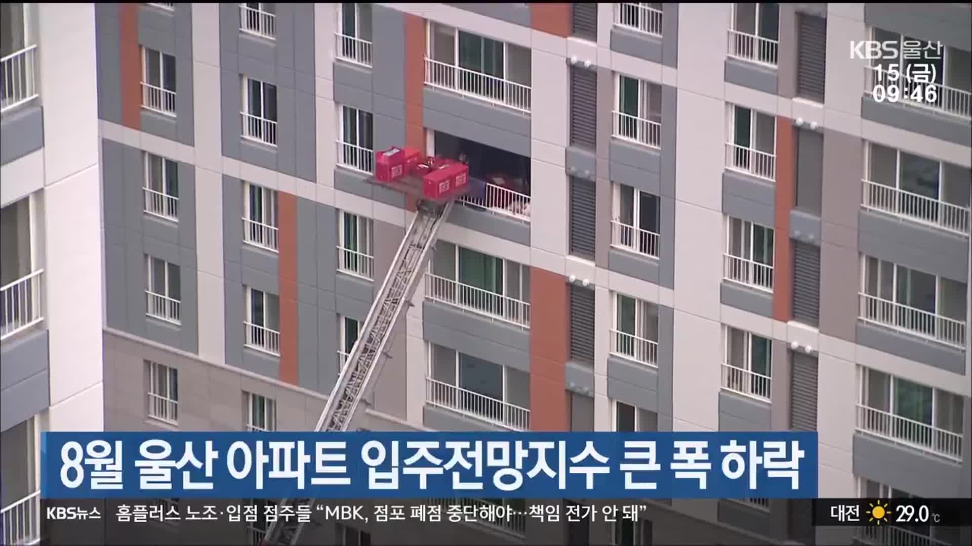 8월 울산 아파트 입주전망지수 큰 폭 하락