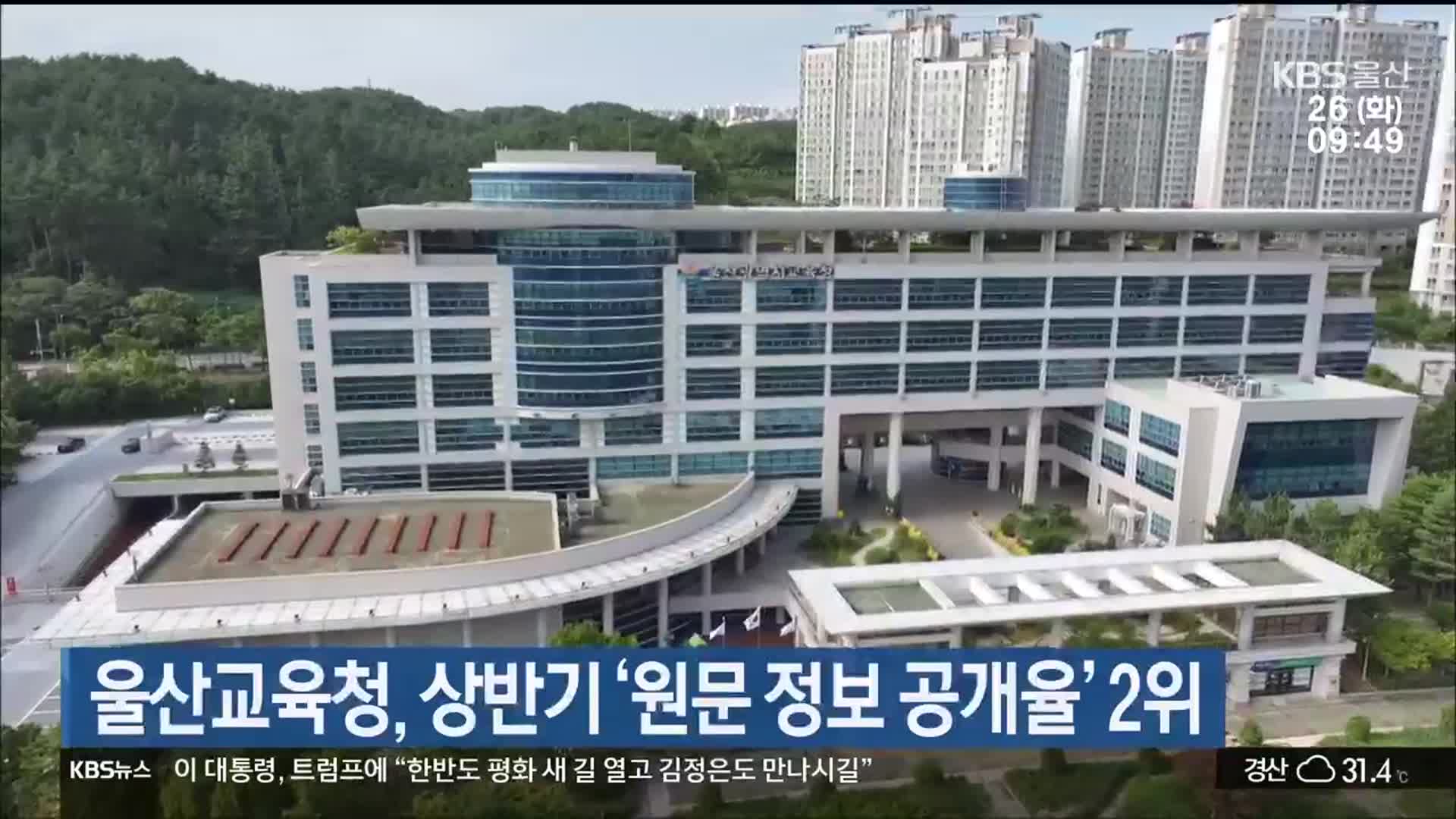 울산교육청, 상반기 ‘원문 정보 공개율’ 2위