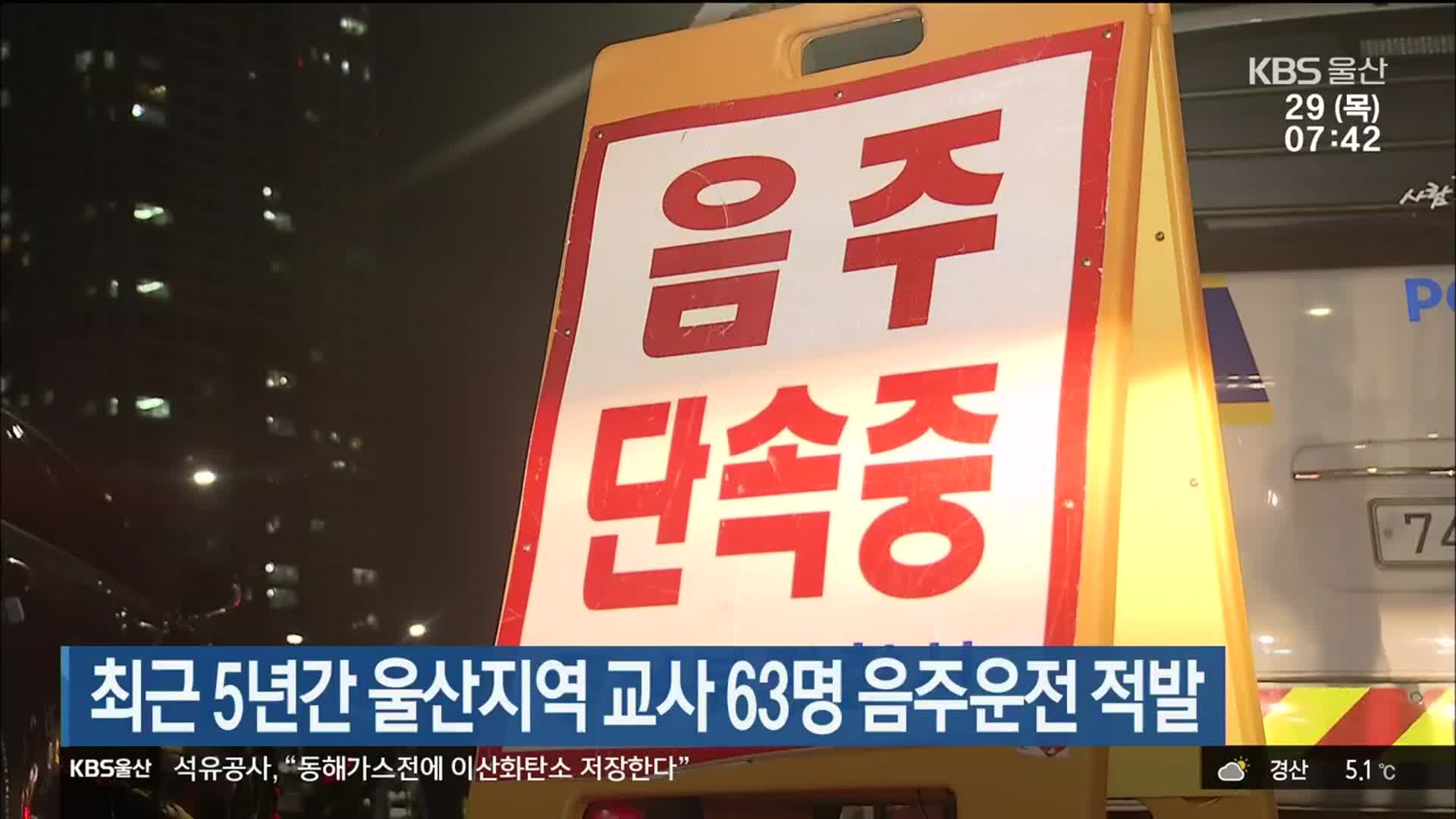 최근 5년간 울산지역 교사 63명 음주운전 적발