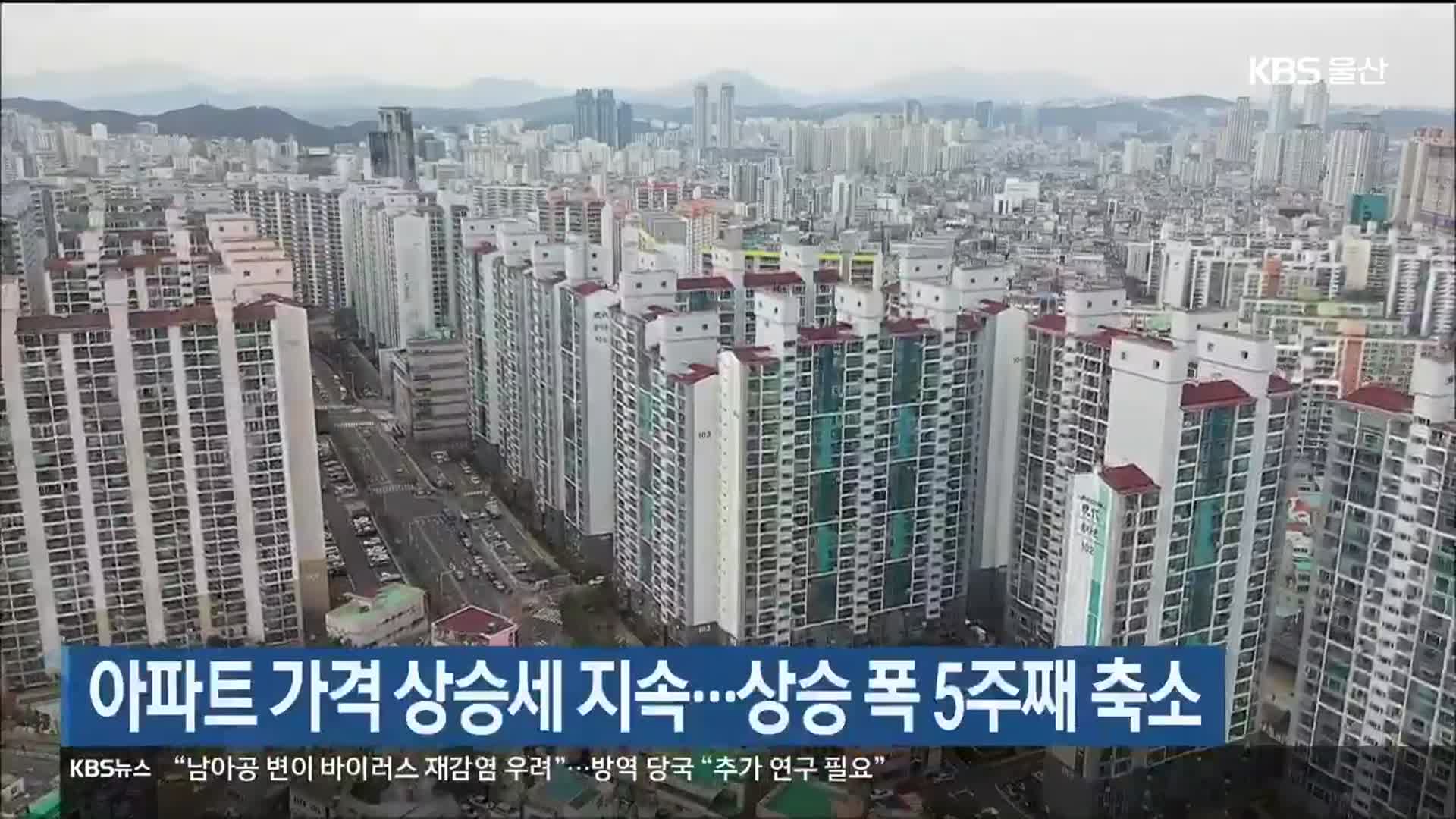 울산지역 아파트 가격 상승세 지속…상승 폭 5주째 축소
