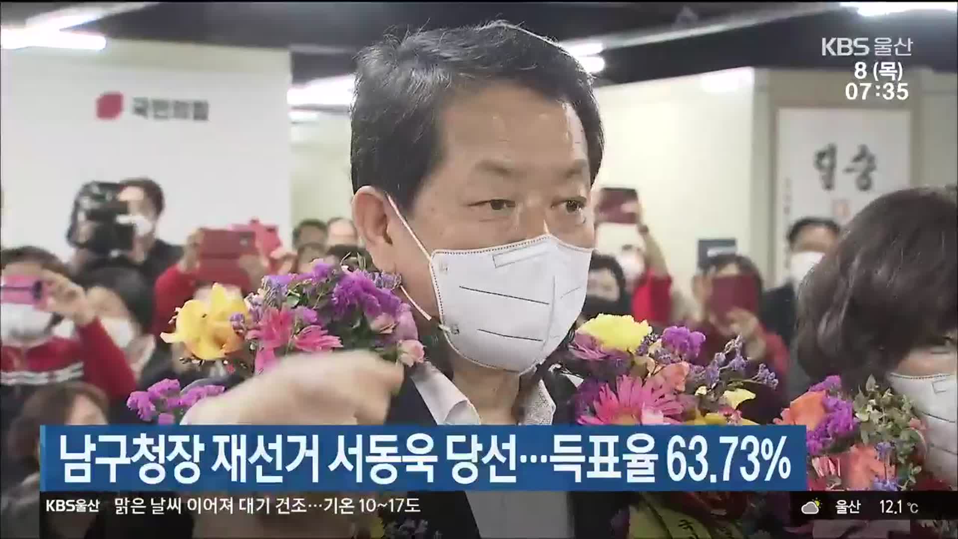 울산 남구청장 재선거 서동욱 당선…득표율 63.73%