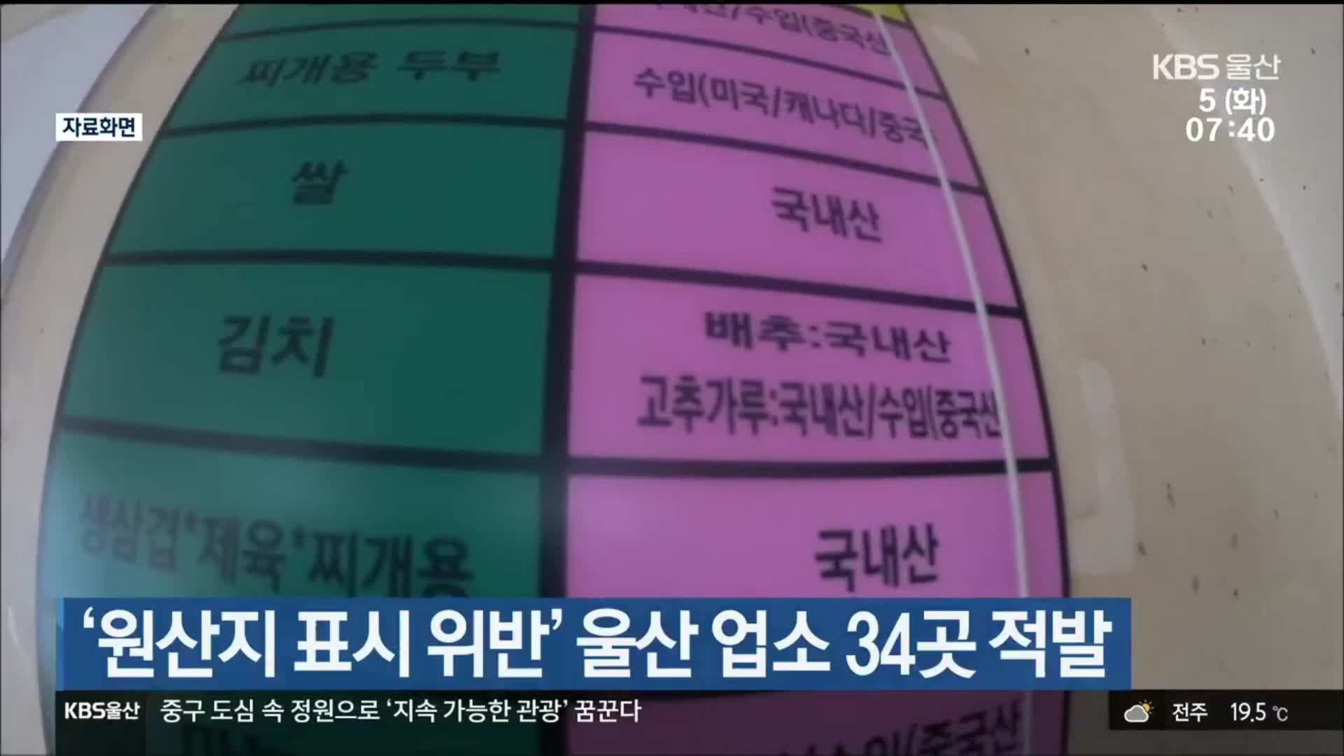 ‘원산지 표시 위반’ 울산 업소 34곳 적발