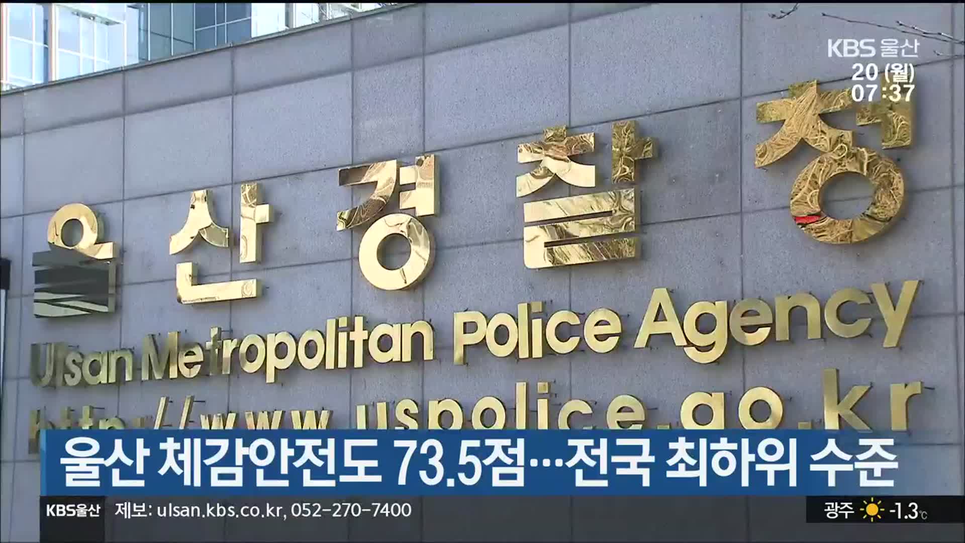 울산 체감안전도 73.5점…전국 최하위 수준