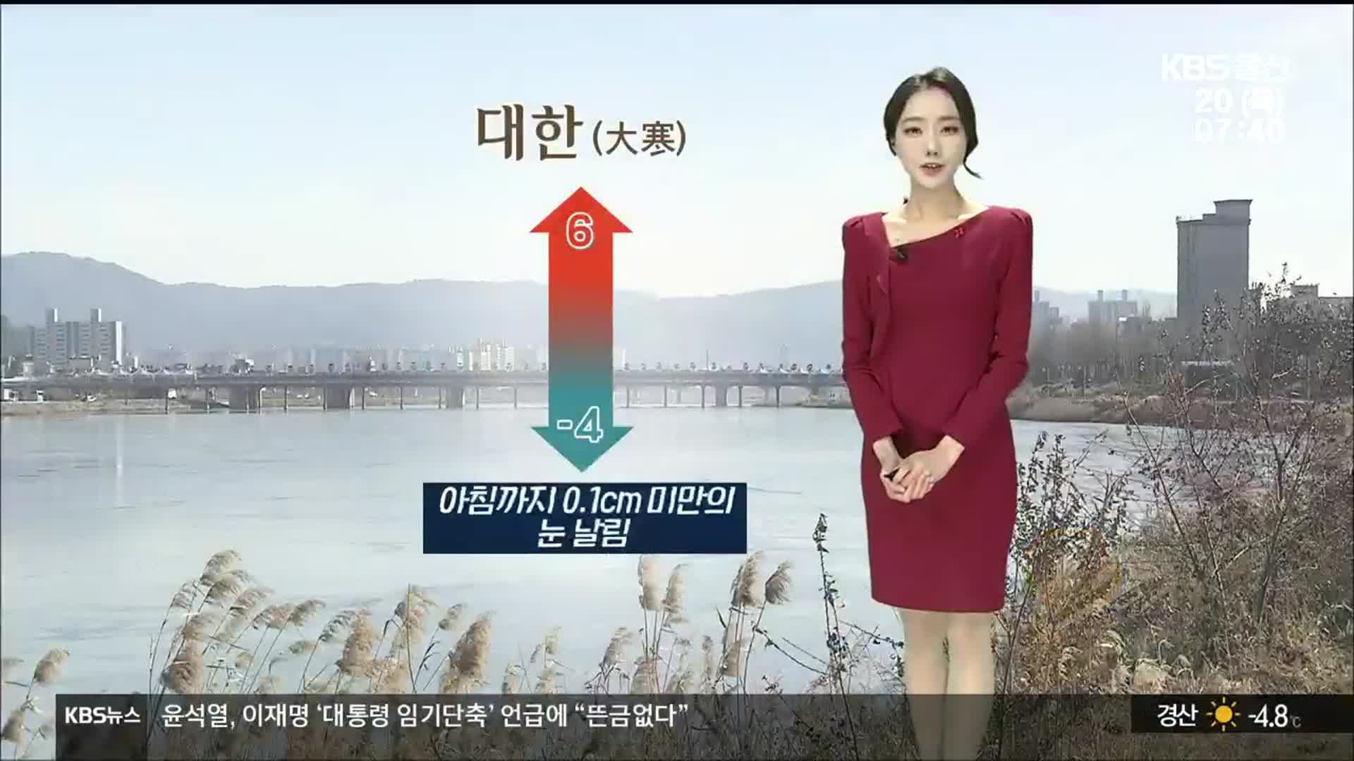 [날씨] ‘대한’ 울산 영하 4도…아침까지 0.1cm 미만 눈 날림