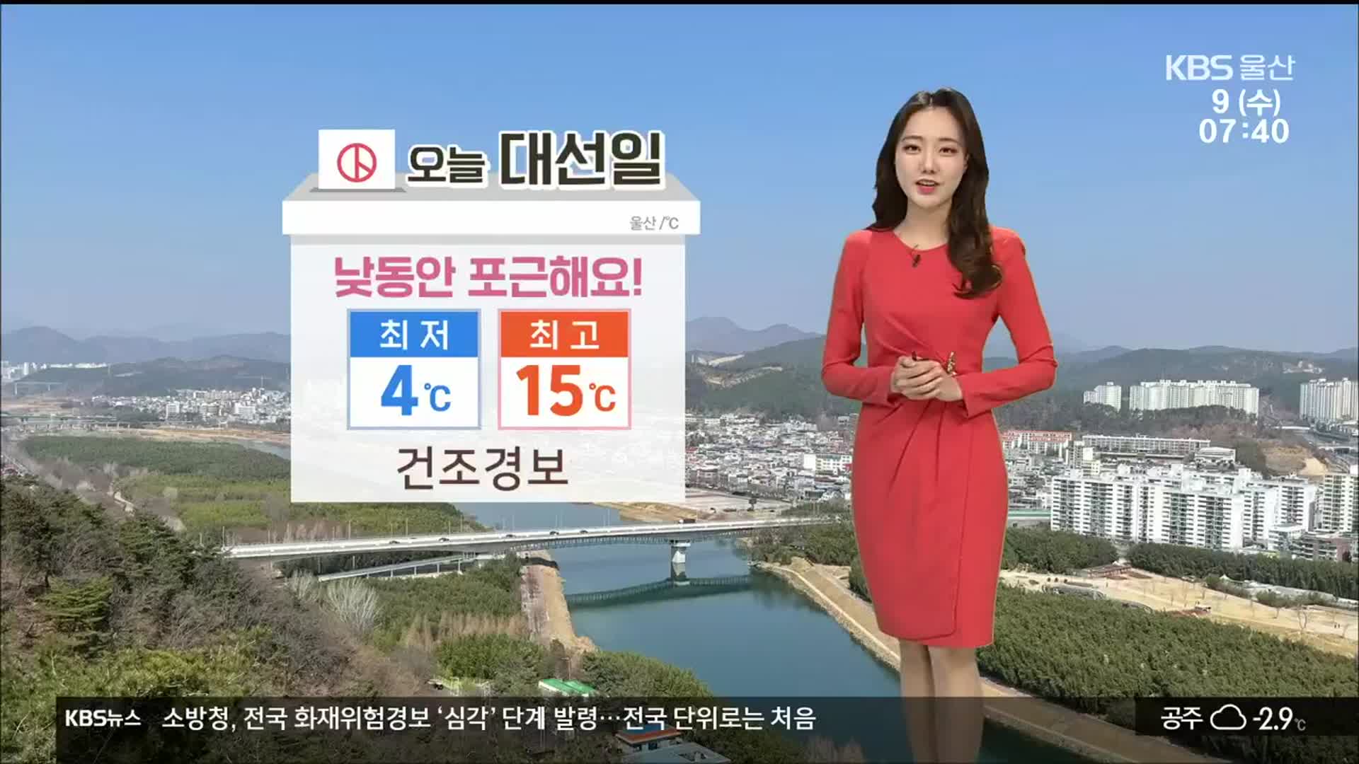 [날씨] 낮 동안 포근…울산 최고 15도