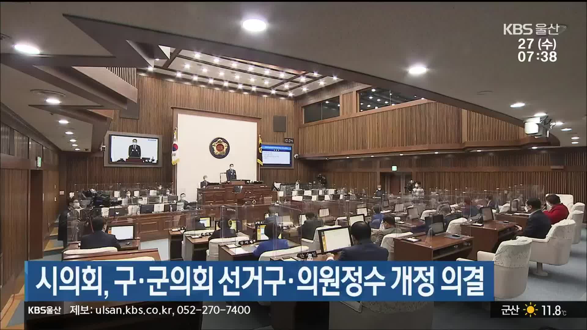울산시의회, 구·군의회 선거구·의원정수 개정 의결