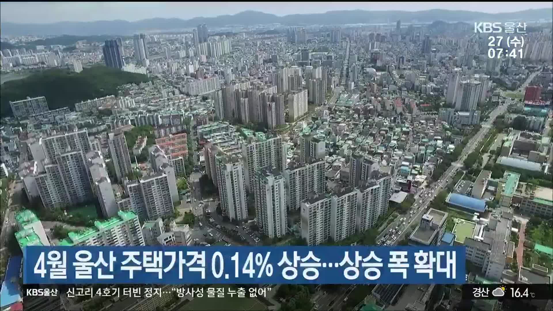 4월 울산 주택가격 0.14% 상승…상승 폭 확대