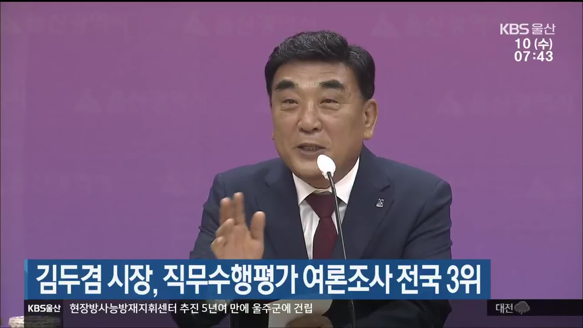 김두겸 시장, 직무수행평가 여론조사 전국 3위