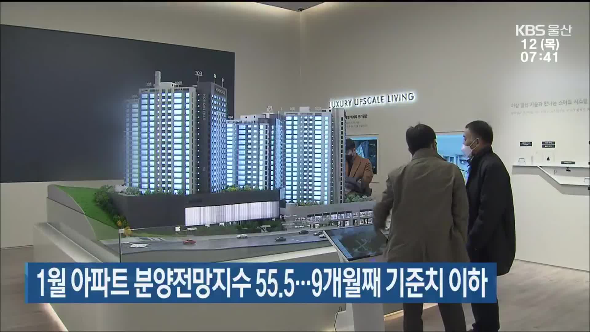 울산 1월 아파트 분양전망지수 55.5…9개월째 기준치 이하