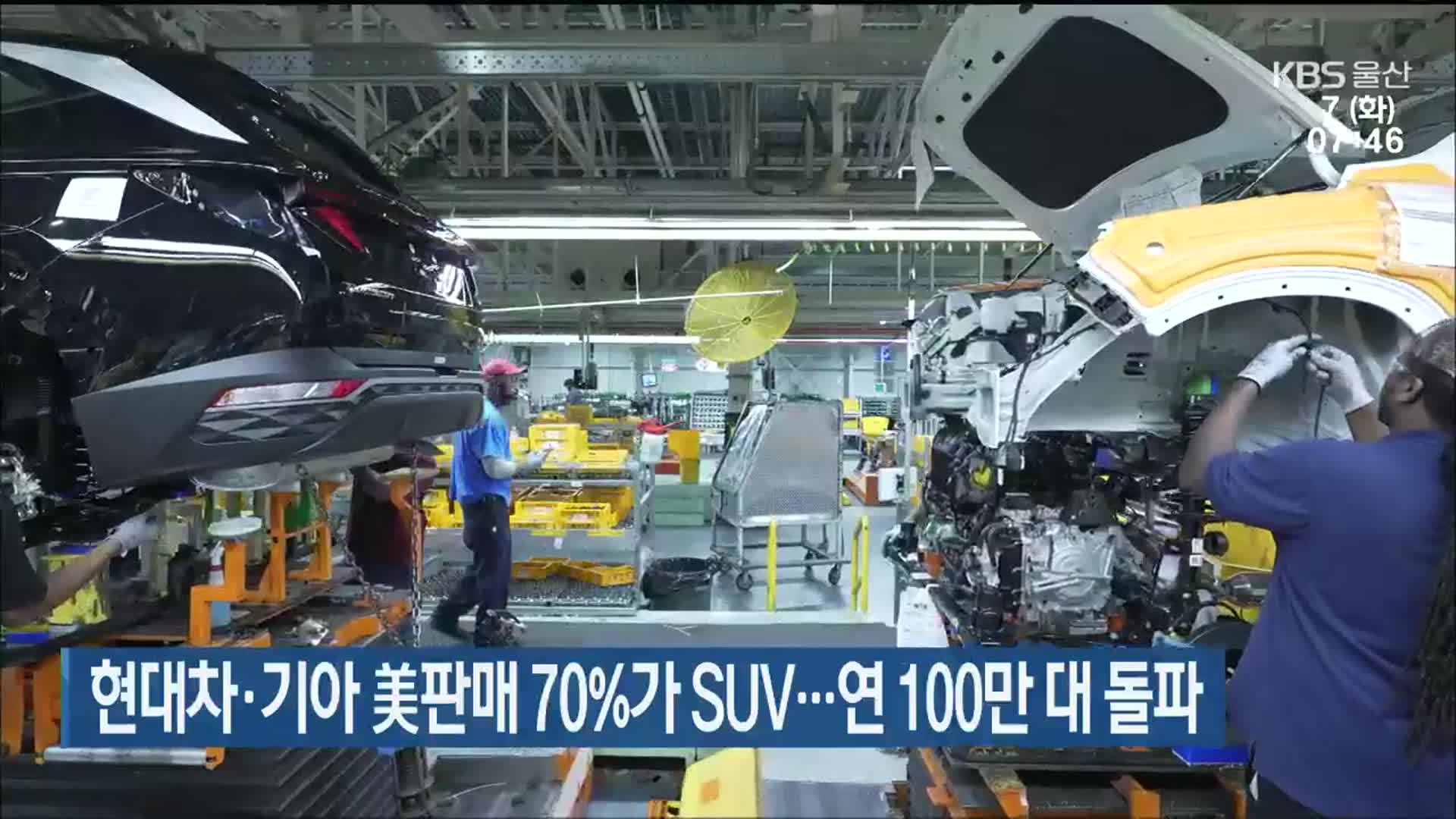 현대차·기아 美판매 70%가 SUV…연 100만 대 돌파