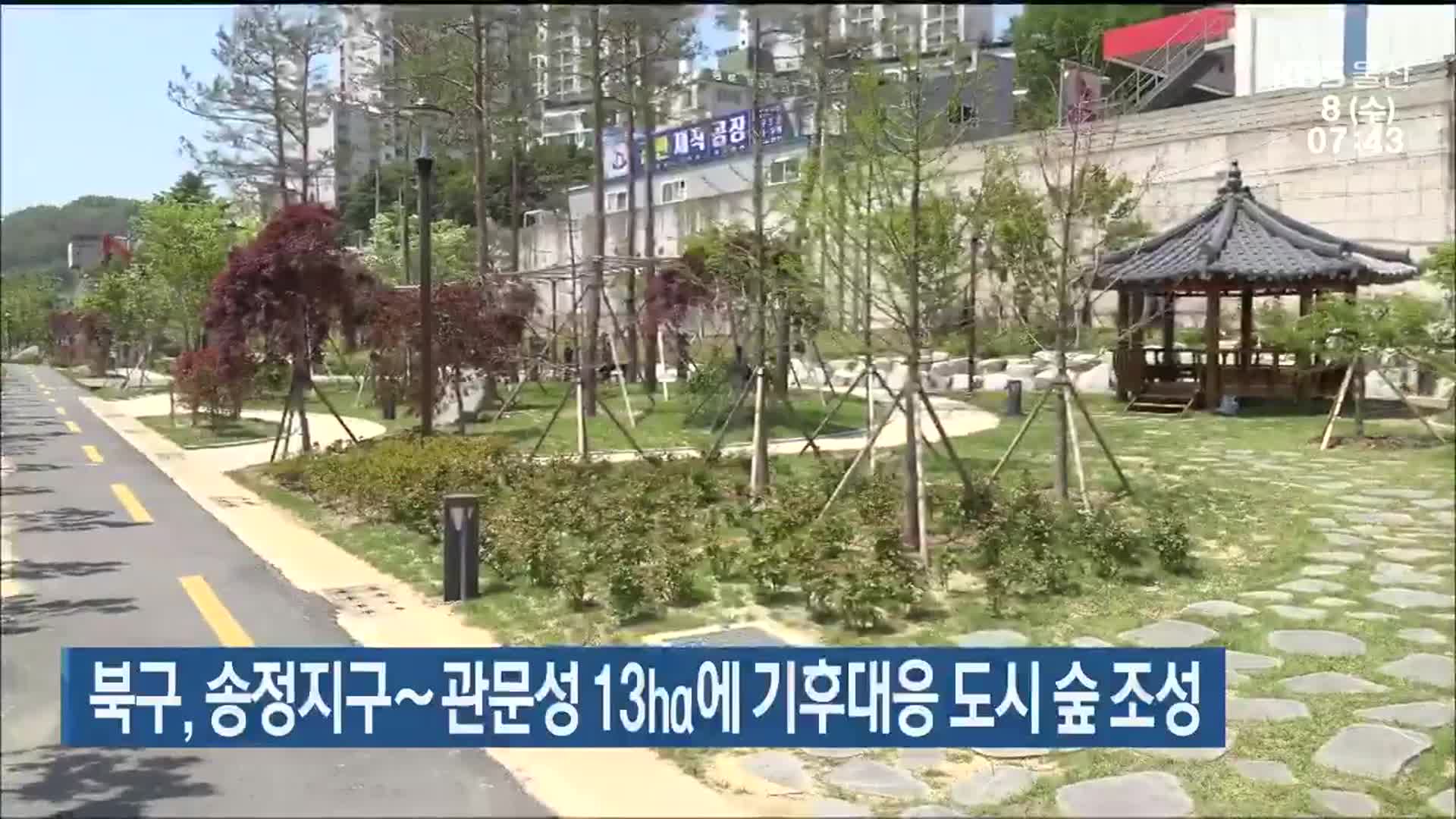 울산 북구, 송정지구∼관문성 13㏊에 기후대응 도시 숲 조성