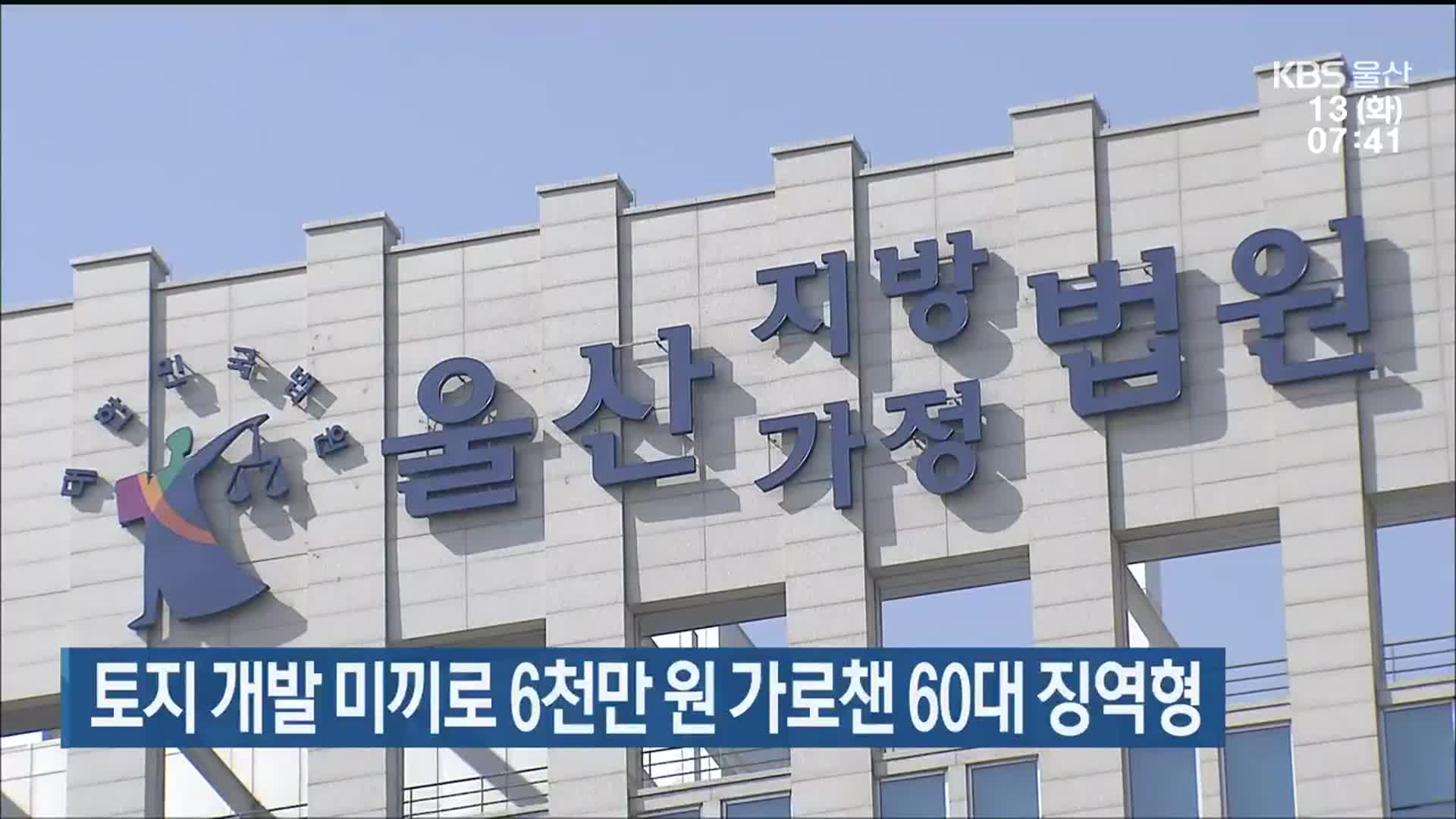 토지 개발 미끼로 6천만 원 가로챈 60대 징역형