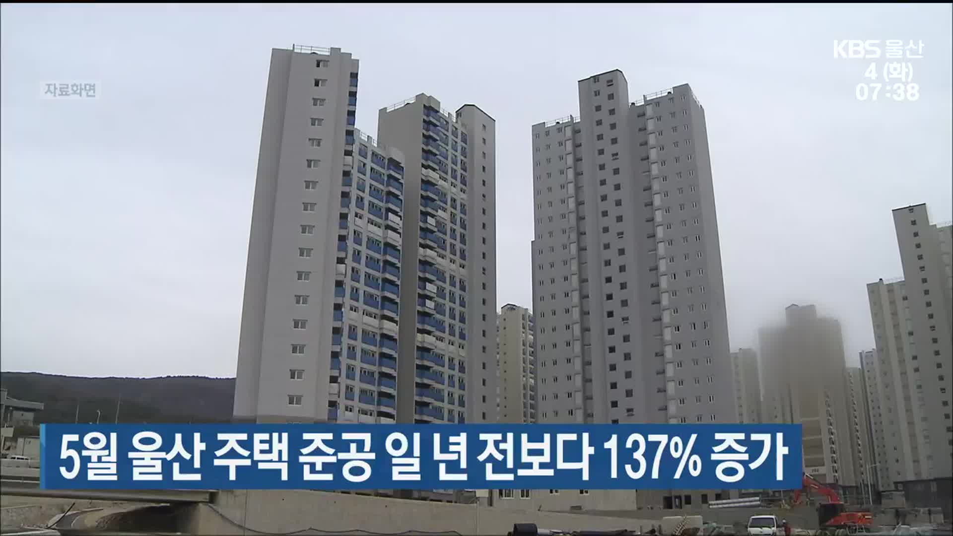 5월 울산 주택 준공 일 년 전보다 137% 증가