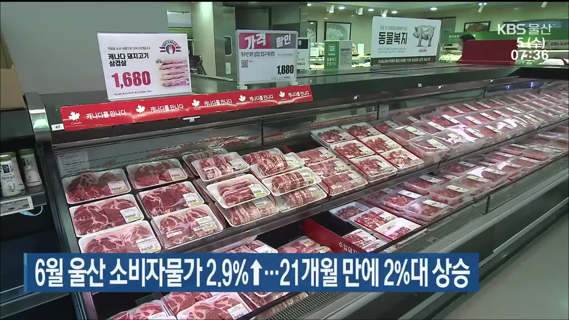 6월 울산 소비자물가 2.9%↑…21개월 만에 2%대 상승